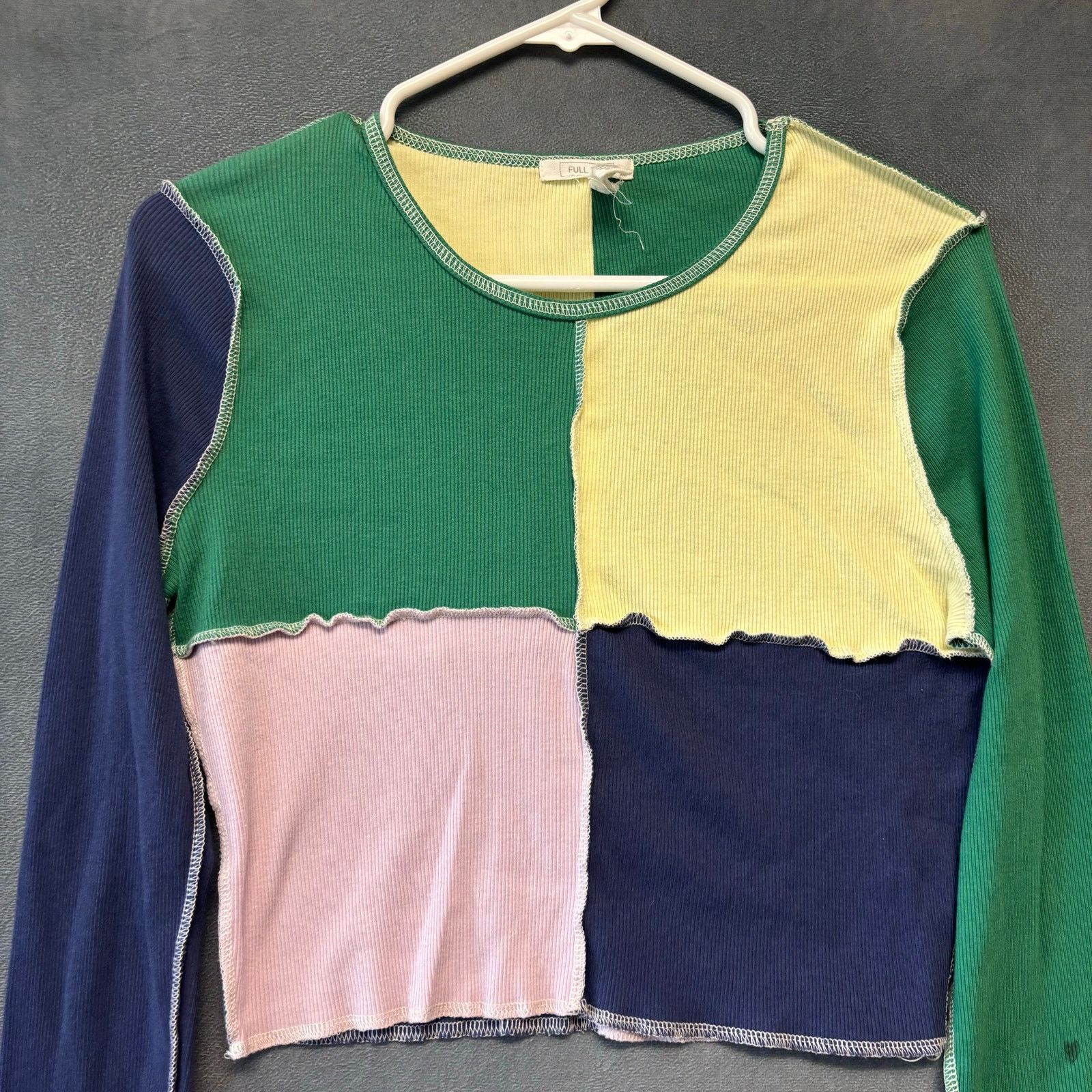 Other Full Tilt Y2K Patchwork Crop Top Colorblock Long Sleeve XXL Size XXL / US 16-18 / IT 52-54 - 3 Thumbnail