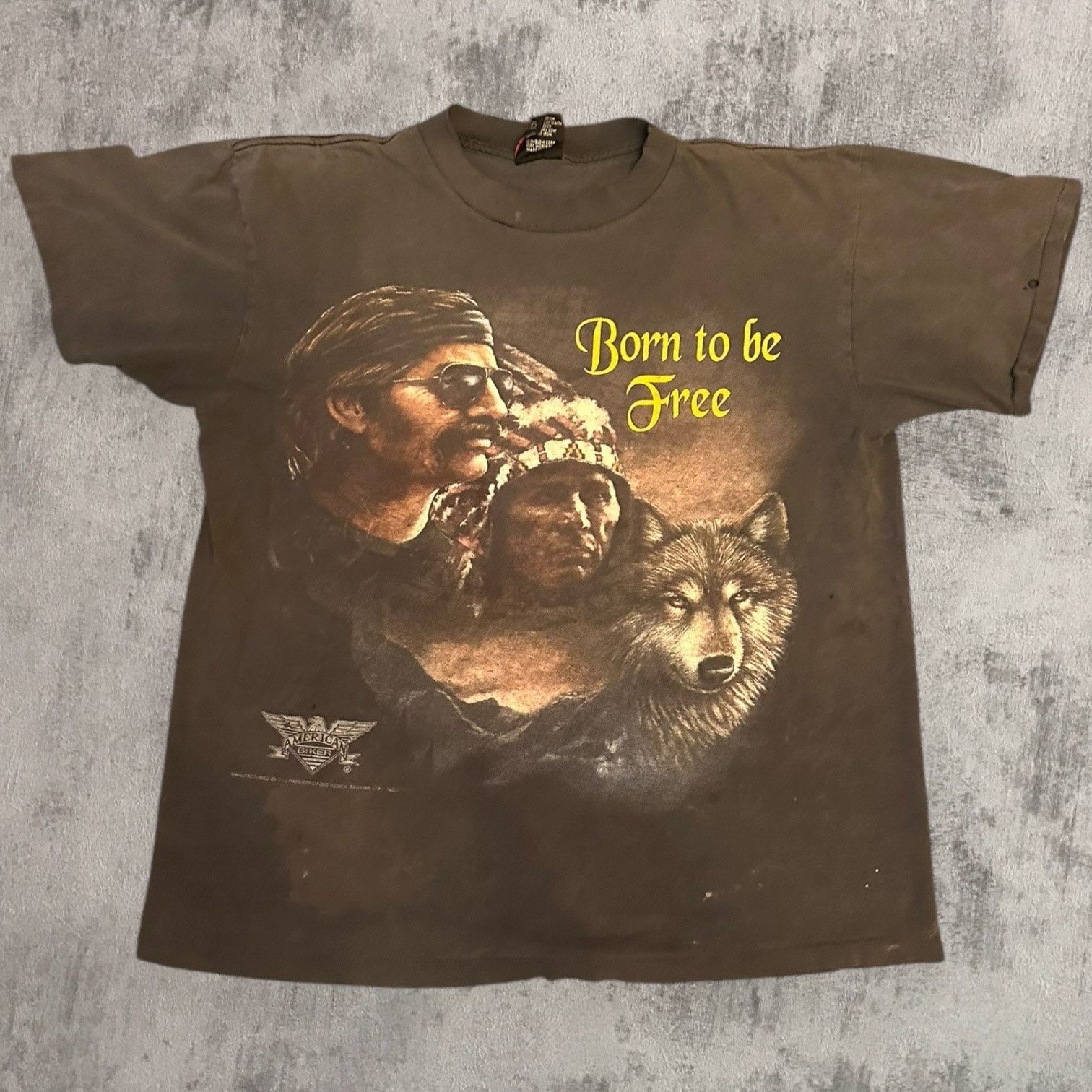 Vintage 1993 Born to be free 3D emblem Biker T Shirt Size US L / EU 52-54 / 3 - 1 Thumbnail