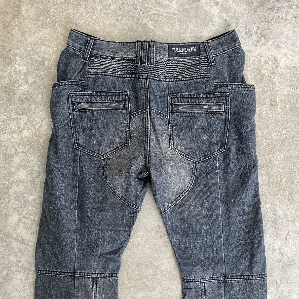 Balmain 2000’s Balmain Paris “Padded” Knee Biker Denim Jeans Size US 34 / EU 50 - 14 Thumbnail