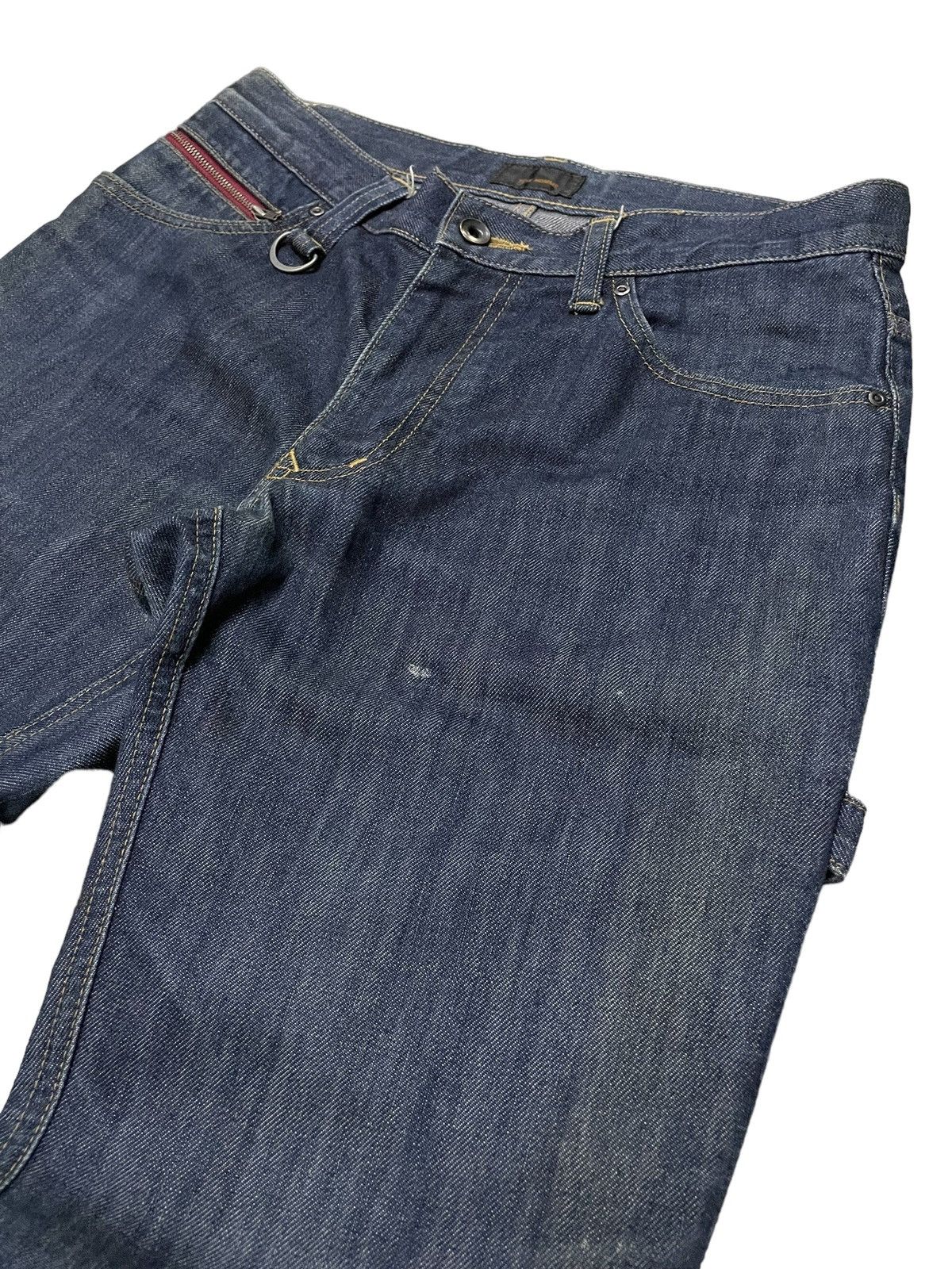Issey Miyake × Japanese Brand × Tete Homme Tete Homme Carpenter Leather Trimmed Flared Jeans Size US 31 - 3 Thumbnail