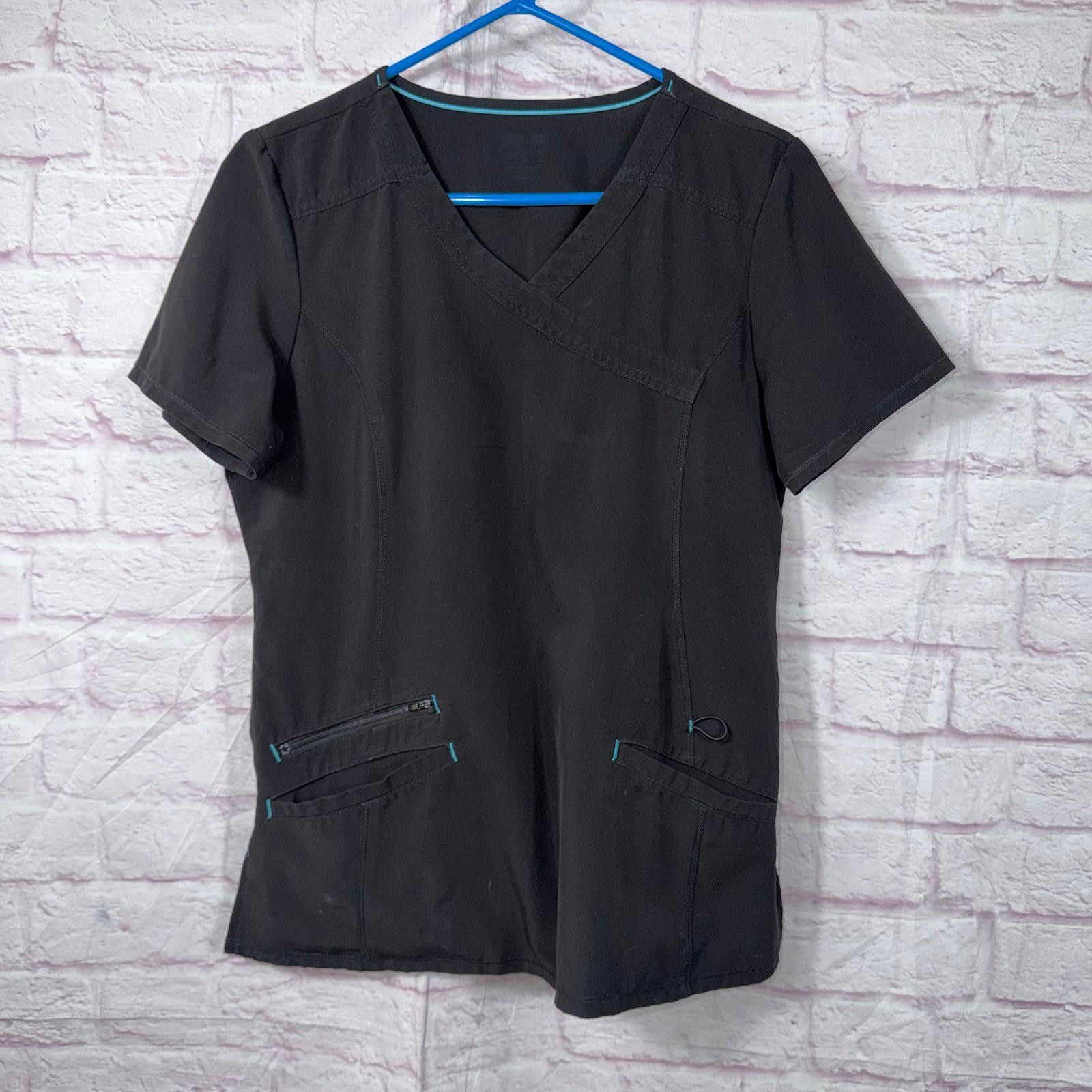Other Black Small V-Neck Scrub Top with Pockets Size ONE SIZE - 1 Thumbnail
