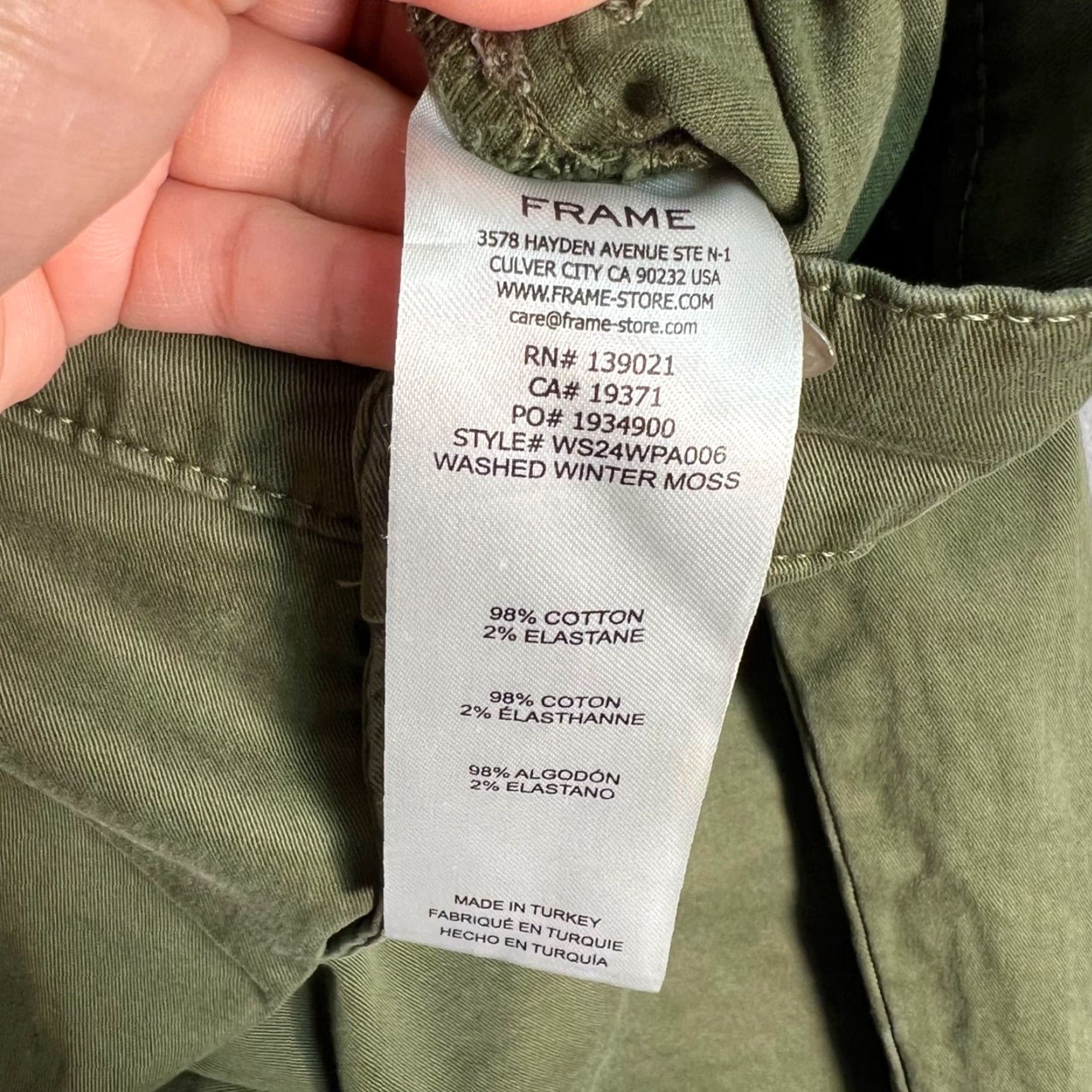 Frame VINTAGE FRAME Womens Cargo Pants 27 Green Cotton Elastane High-Rise Straight Leg Size 27" / US 4 / IT 40 - 4 Thumbnail