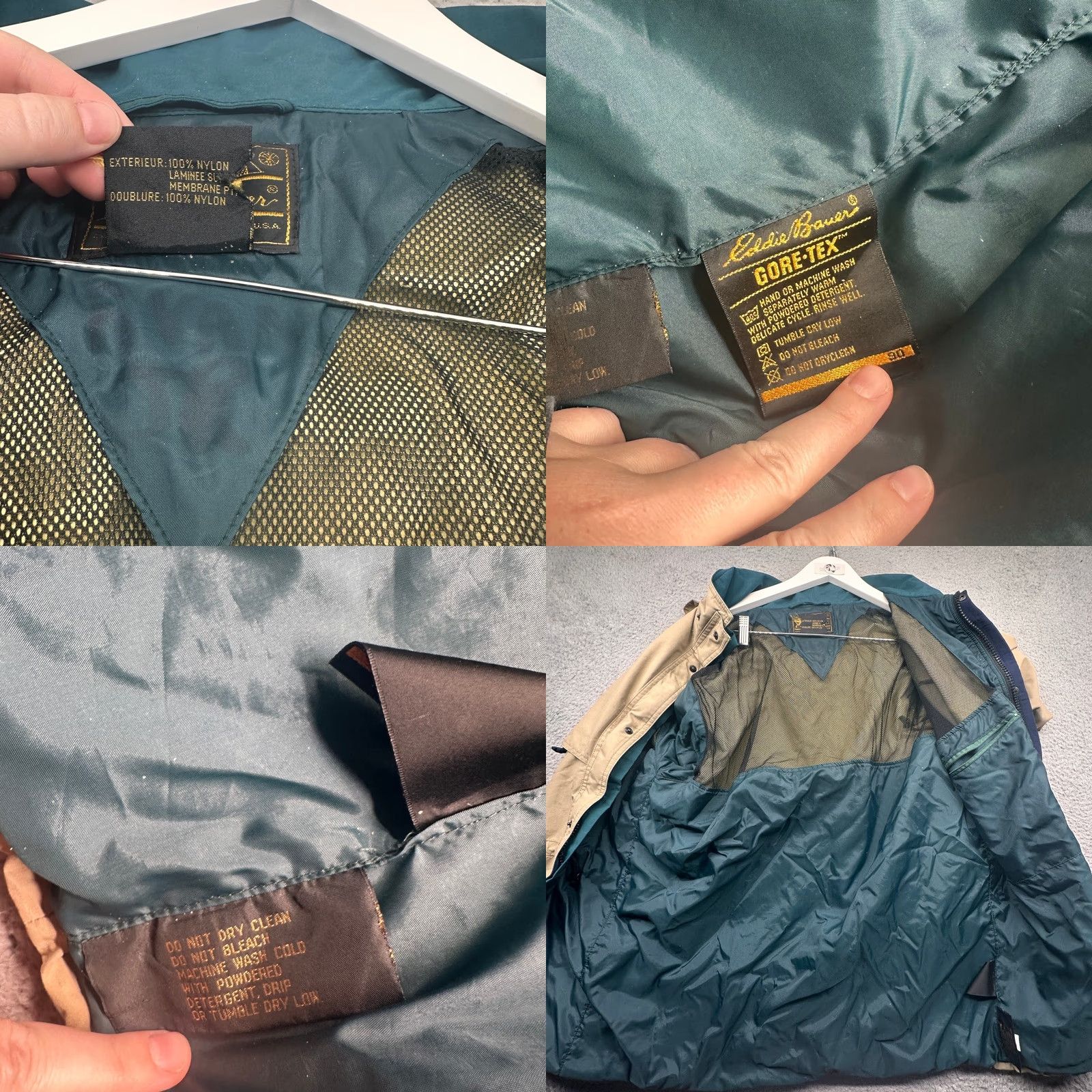 Eddie Bauer VINTAGE Eddie Bauer Gore-Tex Windbreaker Hooded Jacket Mens XL Beige Green Windbreaker Jacket Mens XL Beige Green Eddie Bauer Gore-Tex Hoodie? Size US XL / EU 56 / 4 - 9 Thumbnail