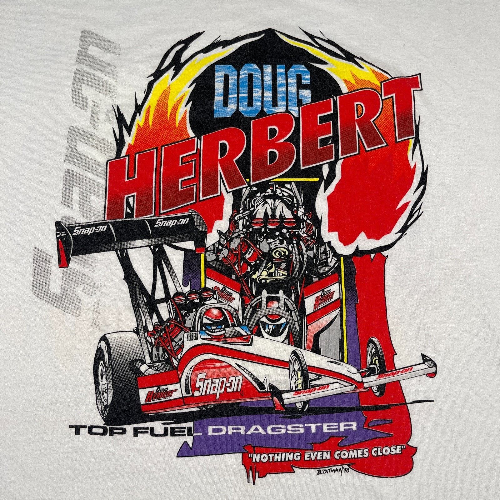 NASCAR × Vintage Vintage 1998 Doug Herbert Dragster Racing White Tee T Shirt Size US XL / EU 56 / 4 - 2 Thumbnail