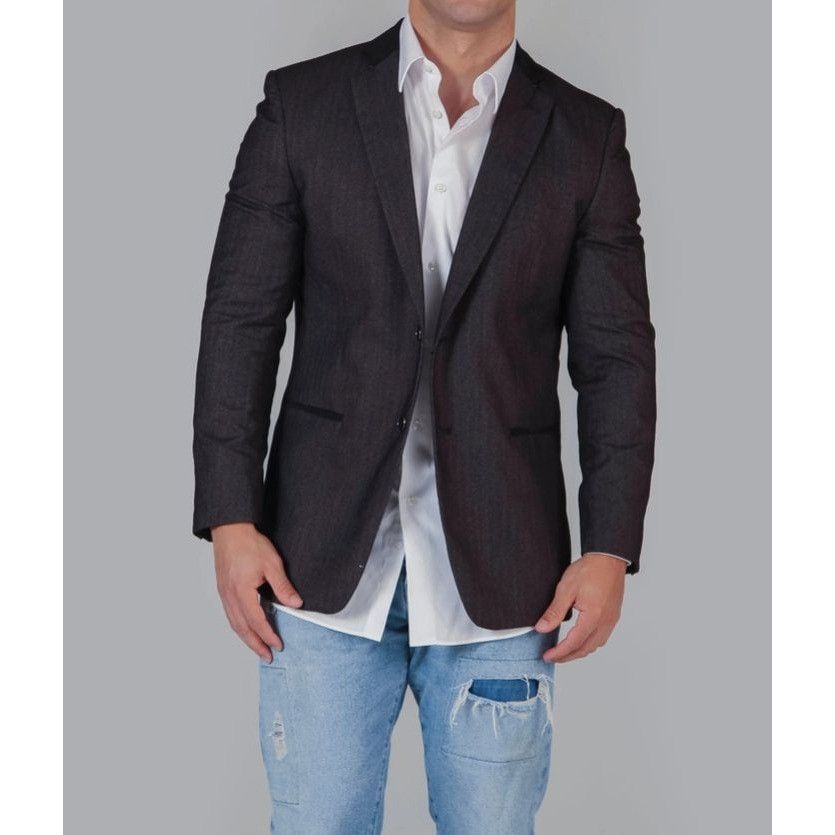 Other Business Class By Babani Mens Grey Herringbone Blazer Wool B Size 40R - 9 Thumbnail