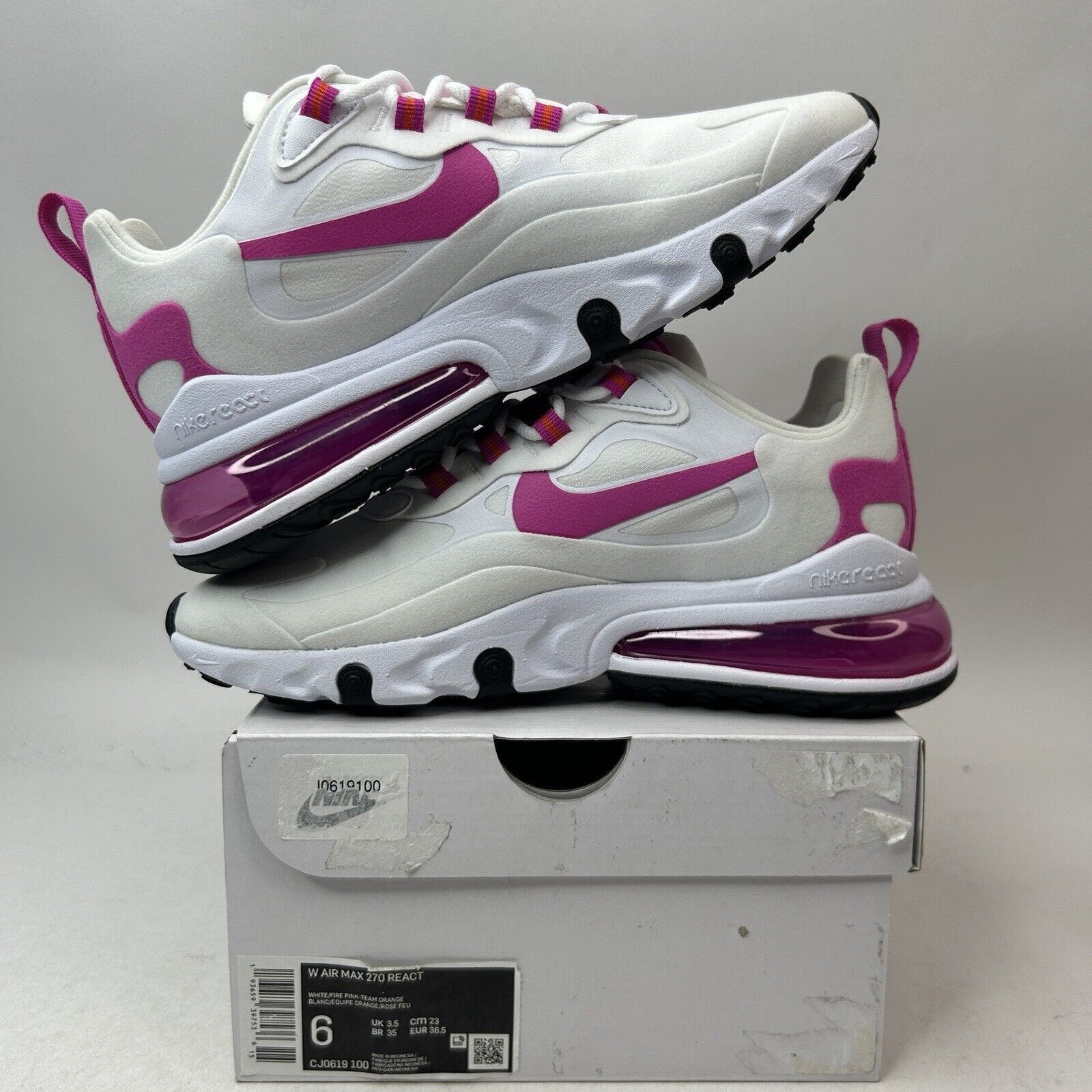 Nike Nike Air Max 270 React WMNS “White Fire Pink” 2024 Size US 6 / IT 36 - 3 Thumbnail