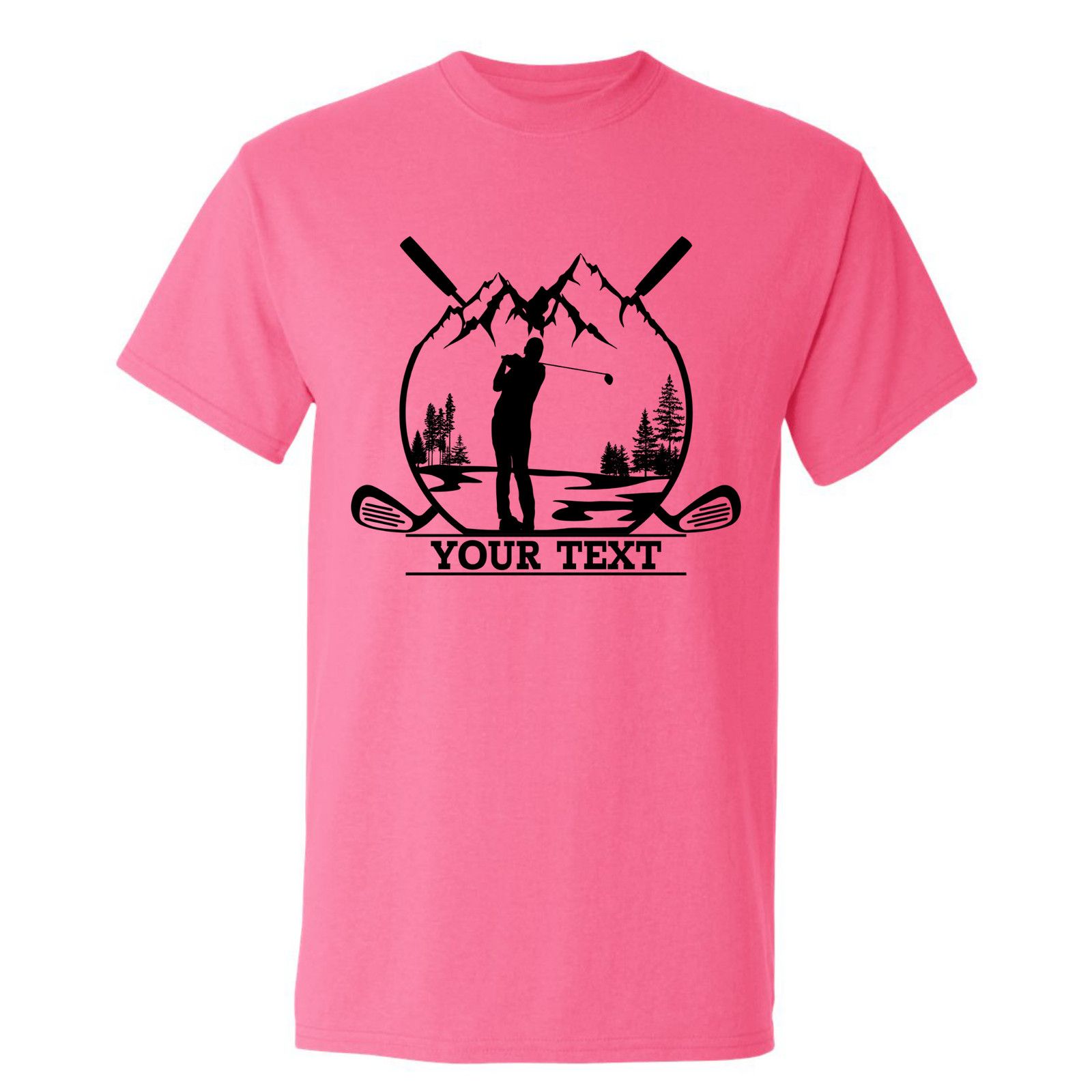 Gildan Personalized Golfer in Nature Scenery Custom Text T-Shirt Size US L / EU 52-54 / 3 - 22 Thumbnail