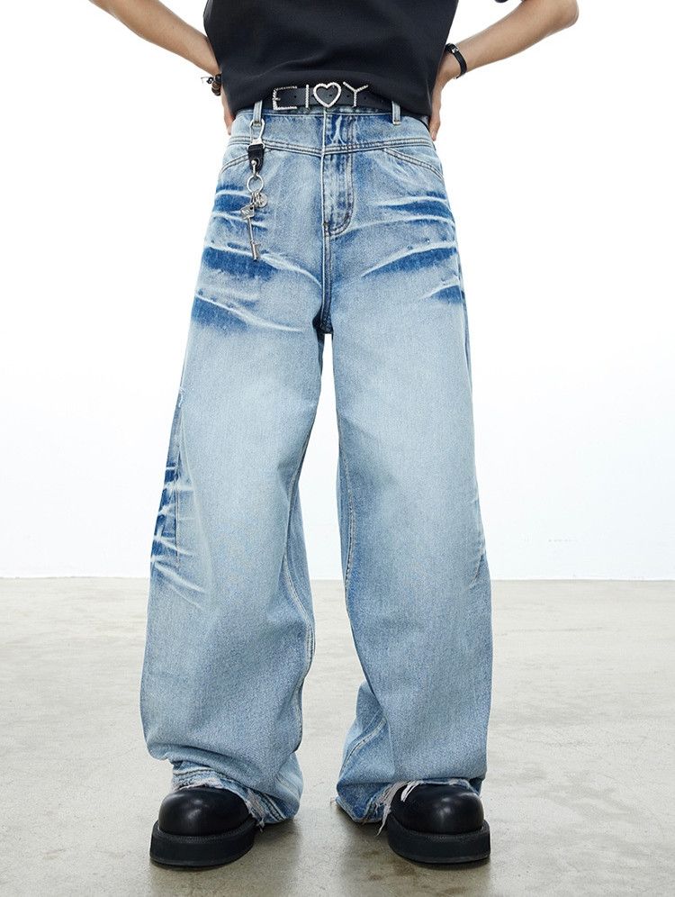 Japanese Brand × Jean × Vintage High street vintage washed crease denim Size US 33 - 3 Thumbnail