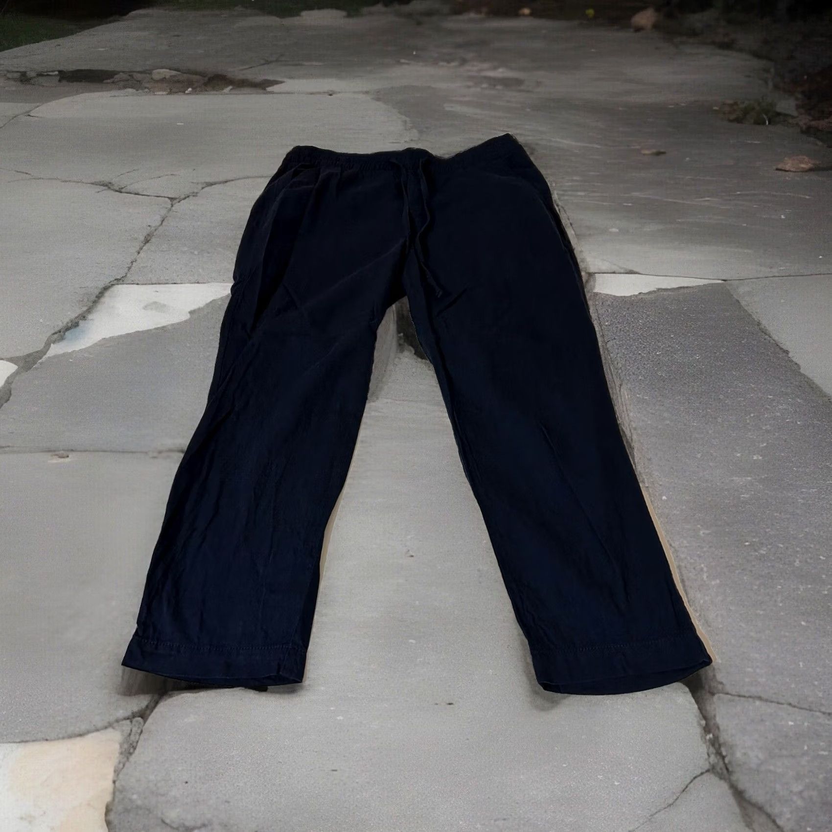 Gap Gap Easy Pant Women Medium Navy Blue Pull On Elastic Waist Drawstring 32x24 Casual Modern Knit Cotton Rayon Pockets Straight Size 32" / US 10 / IT 46 - 2 Thumbnail