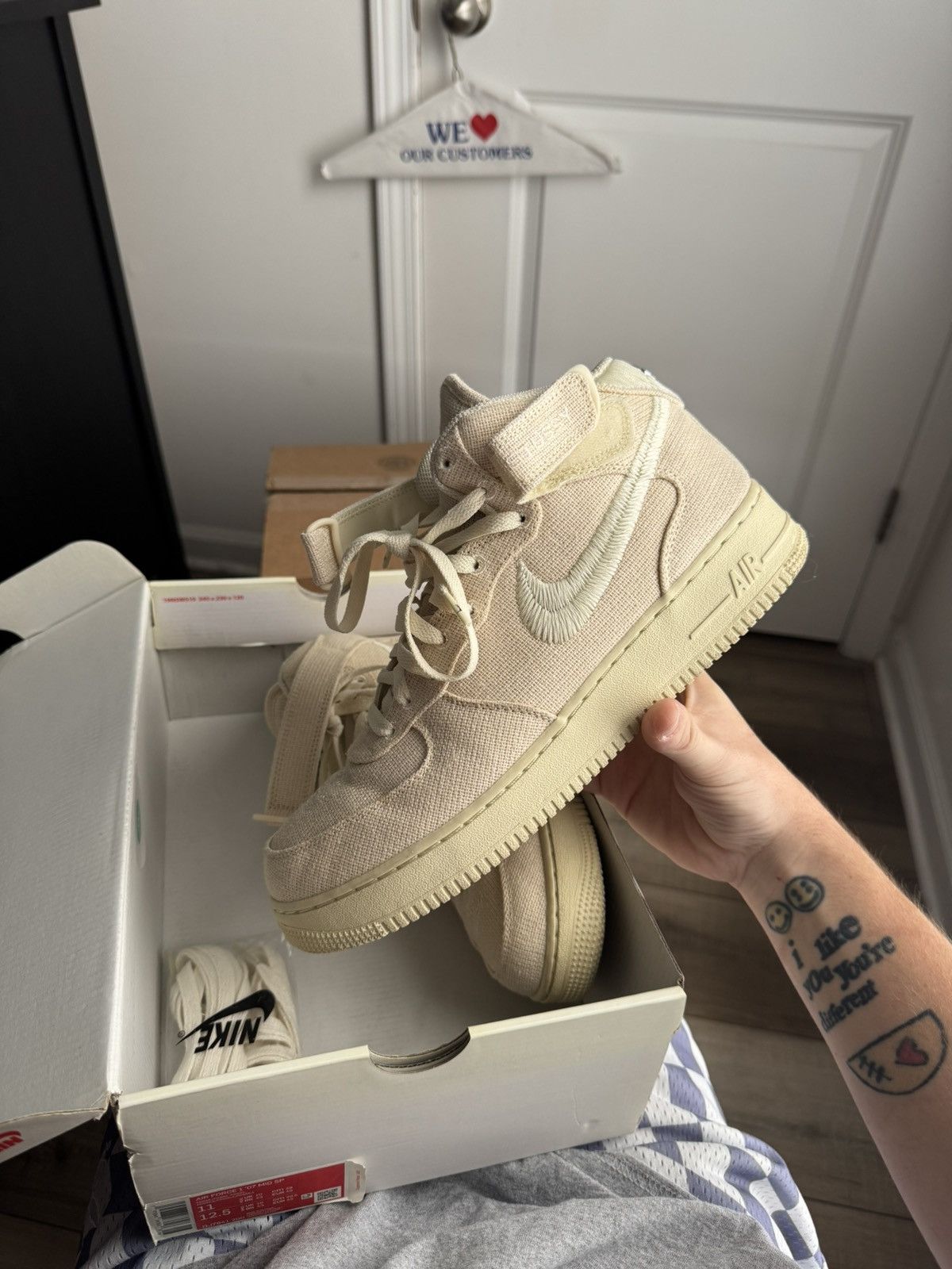 Nike Nike Air Force 1 Mid Stussy “Fossil” | Grailed