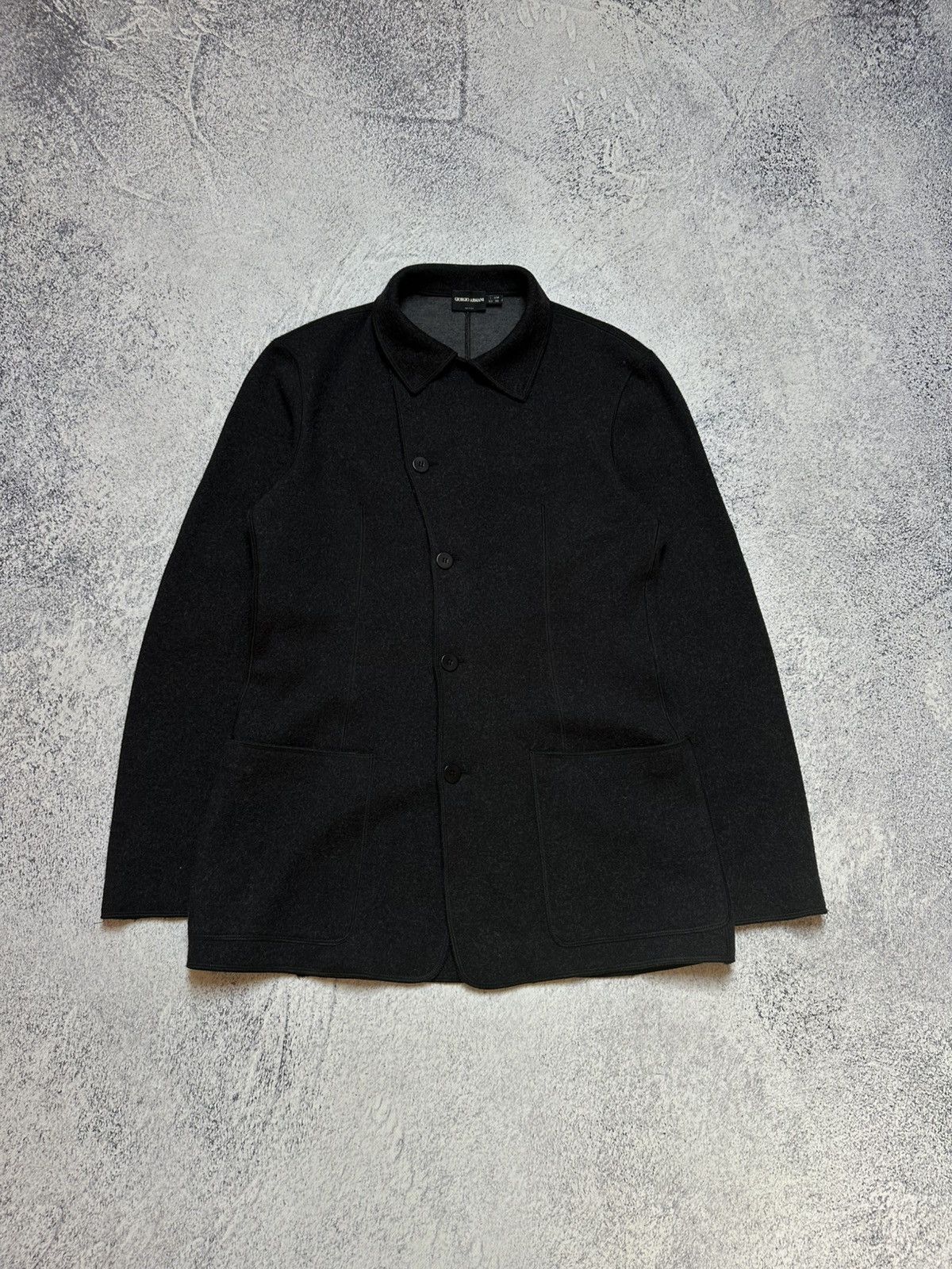 Comme des Garcons Giorgio Armani Unstructured Wool Jacket Asymmetric Military Size 42R - 4 Thumbnail