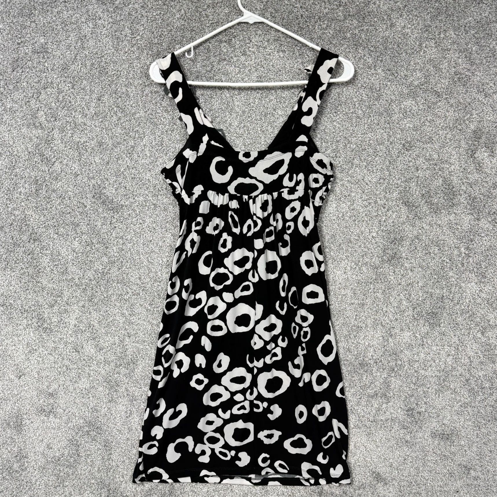 Vintage En Focus Studio Sundress Size 6 Black White Abstract Ruffle Whimsigoth Y2K Retro Size M / US 6-8 / IT 42-44 - 5 Thumbnail