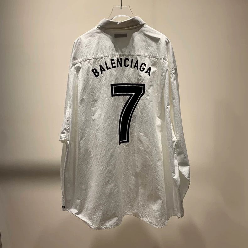 Balenciaga Balenciaga Letter Pattern Printed Collar Long Sleeve Shirt Size US XS / EU 42 / 0 - 3 Thumbnail