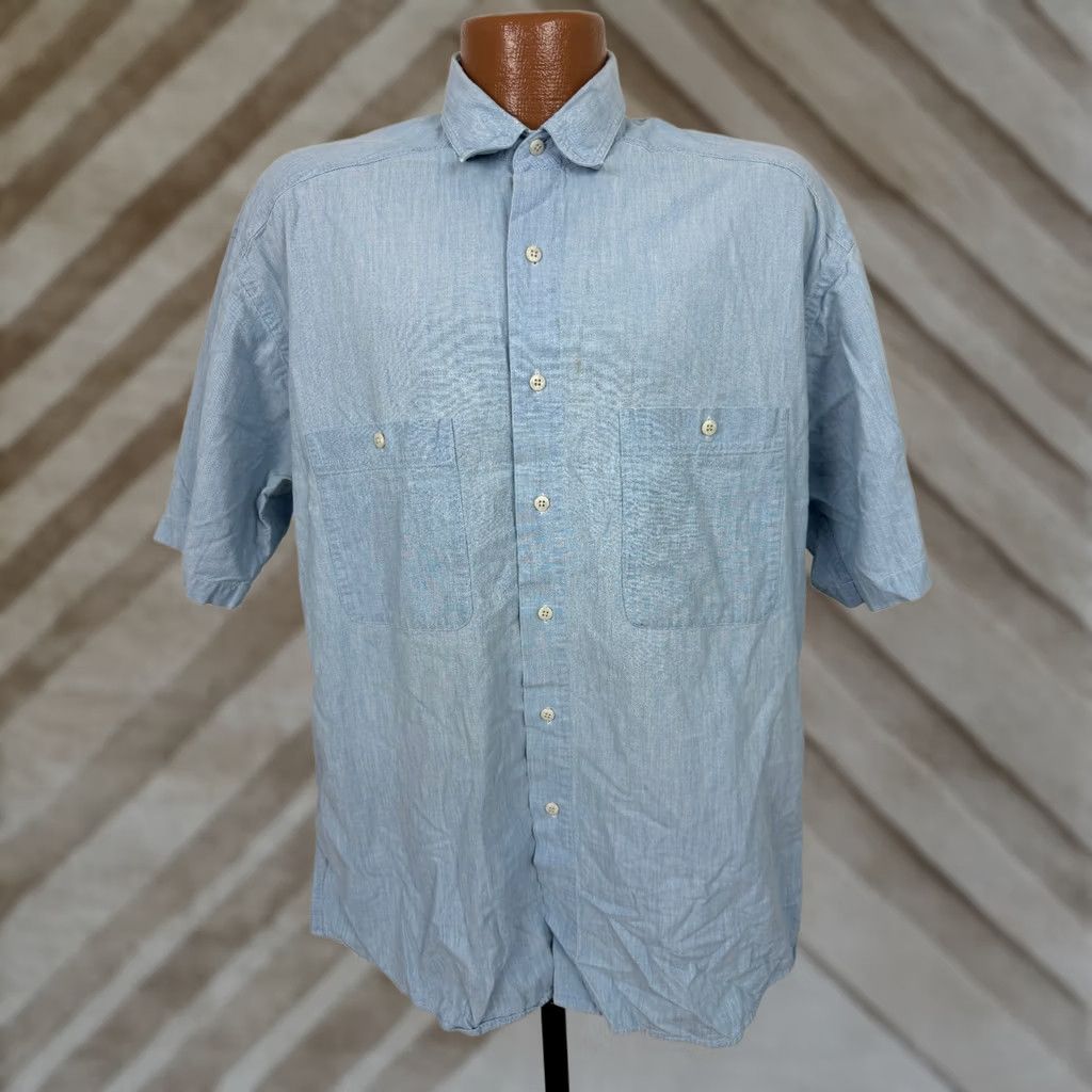 Vintage VINTAGE 90s St. John's Bay Shirt Men Large Button Up Casual Travel Blue Size US L / EU 52-54 / 3 - 1 Thumbnail