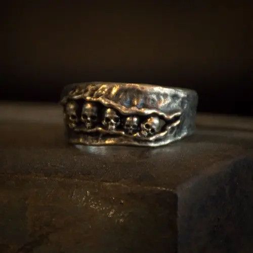 Avant Garde x Jewelry Skull Punk Jewelry Rings Open Ring (Size 7-13) in Silver, Men's