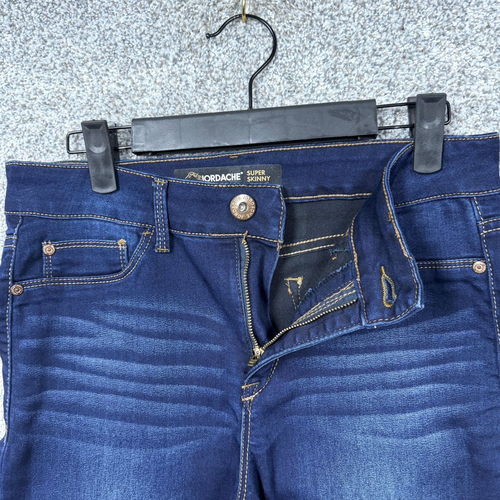 Jordache Jordache Jeans Womens 8 30x29 Dark Blue Denim Super Skinny 5-Pocket Regular Rise Mid Stretch Size 30" / US 8 / IT 44 - 6 Thumbnail
