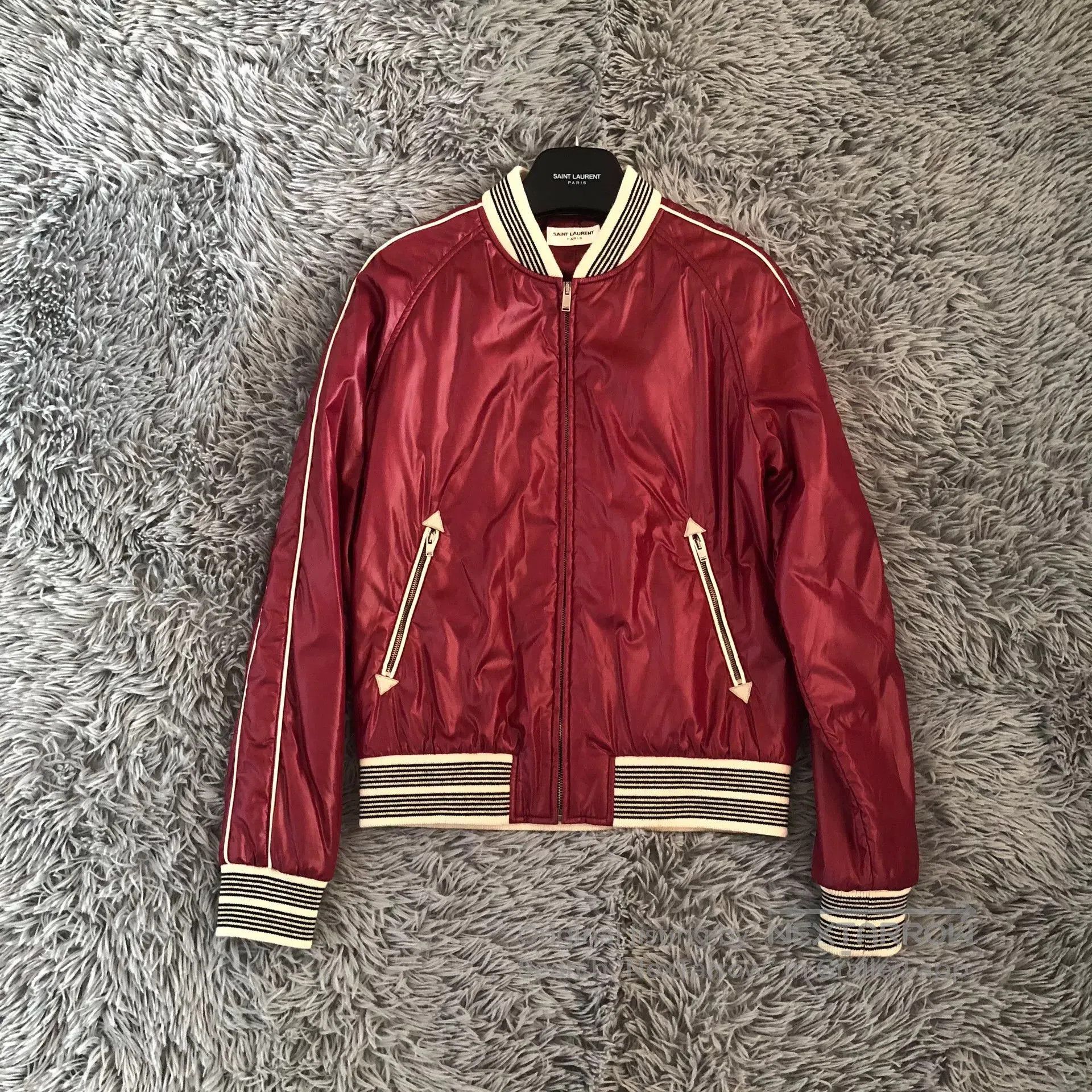 Saint Laurent Paris Saint Laurent SLP Burgundy Baseball Jacket. Size US S / EU 44-46 / 1 - 1 Thumbnail