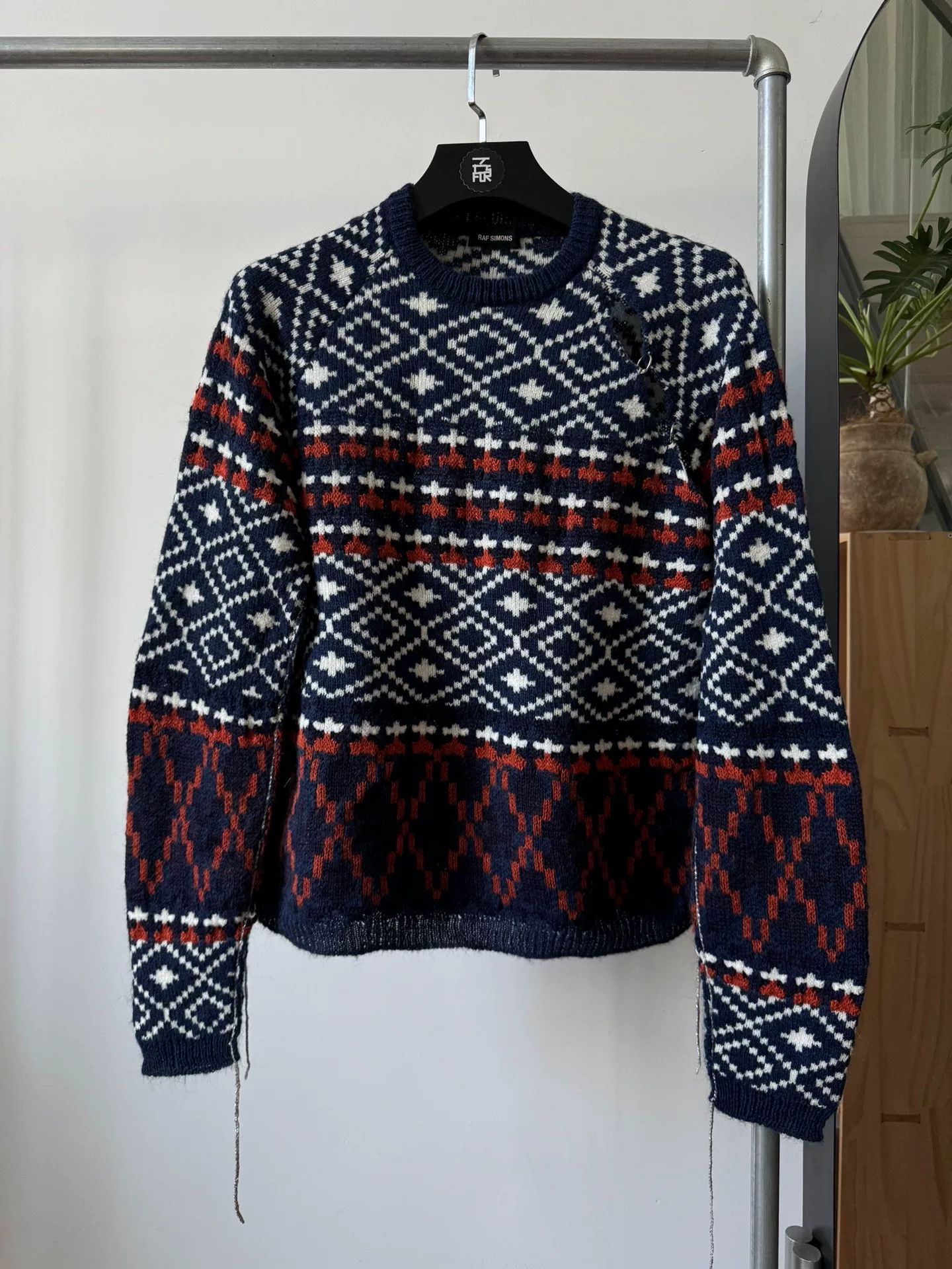 SACAI Cardigan In Navy Cotton And Khaki Blend