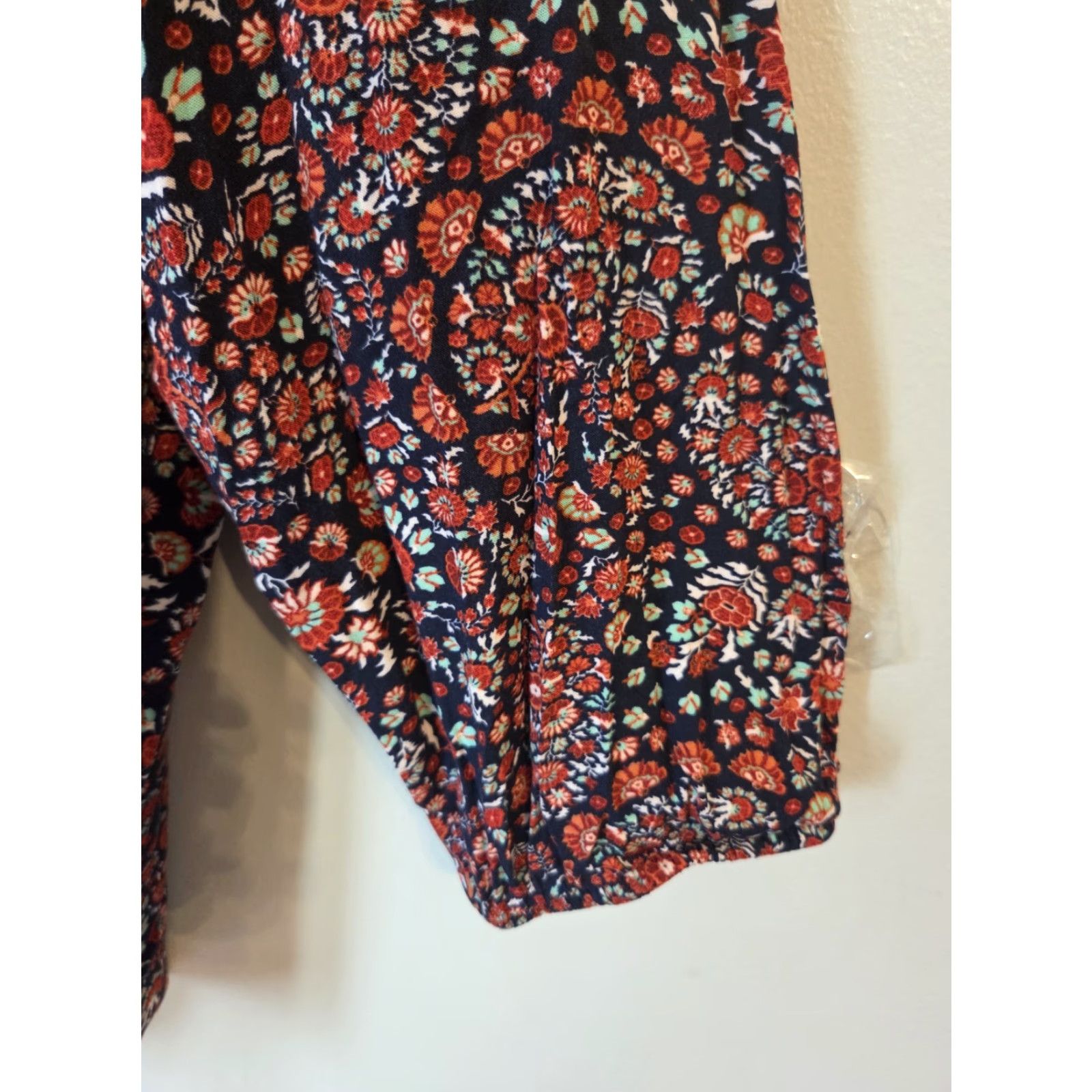 Vintage VINTAGE? No — rearranged title: Sonoma Floral Print Tassels Peasant Top 3/4 Sleeve Split Neck Boho Hippie Plus Size 2X Womens Blouse Size XXL / US 16-18 / IT 52-54 - 4 Thumbnail