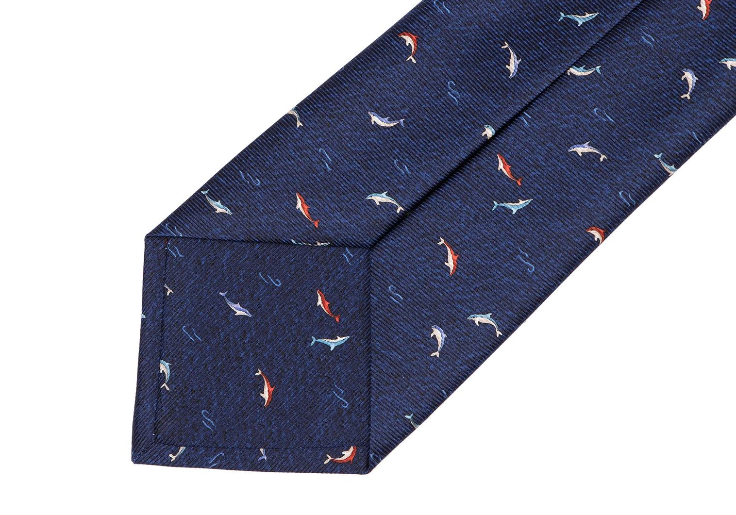 Bvlgari Dolphin Pattern Silk Tie in Blue, Navy, and Red Size ONE SIZE - 7 Thumbnail
