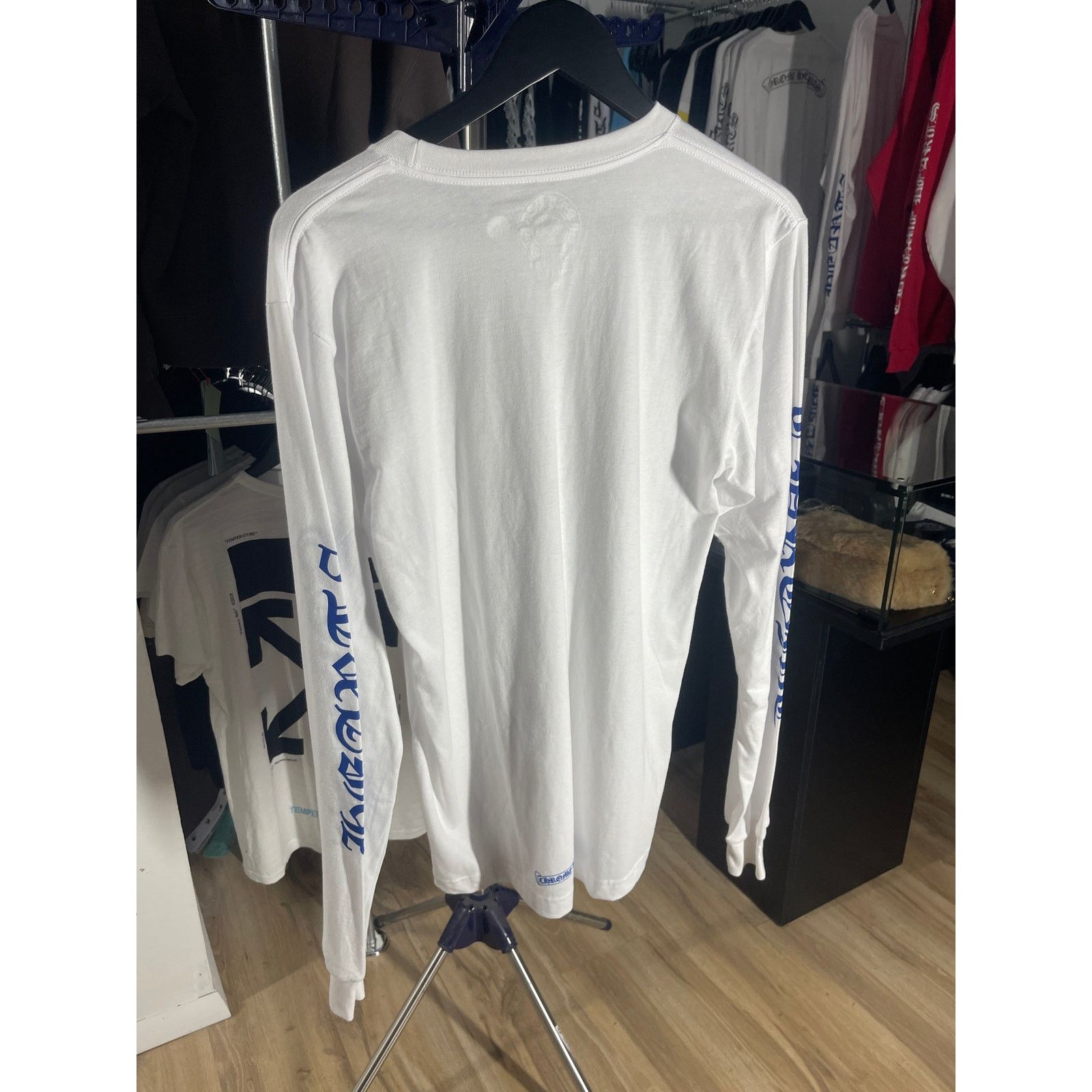 Chrome Hearts Chrome Hearts Blue Neck Logo White L/S Shirt - Size Medium Size US M / EU 48-50 / 2 - 2 Thumbnail