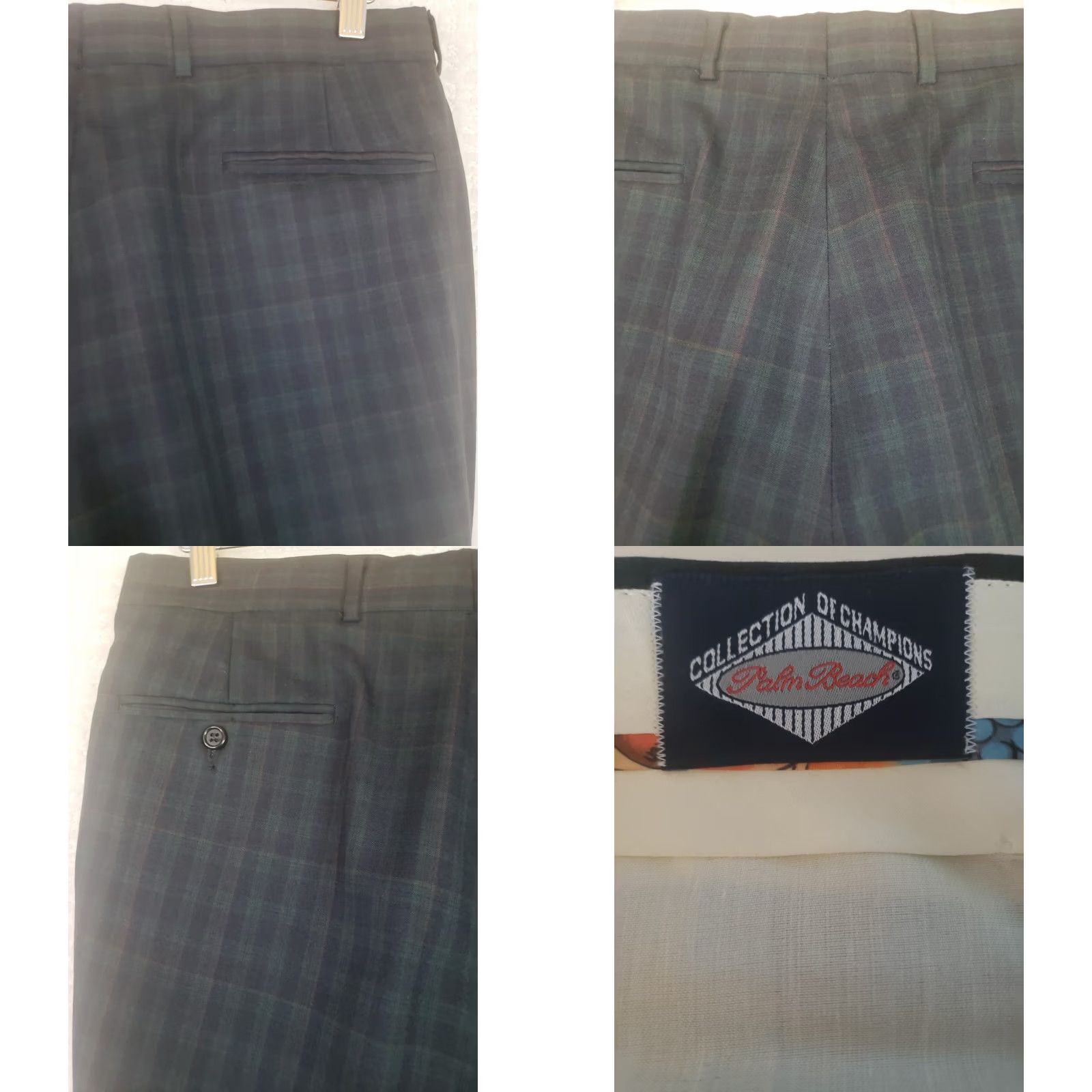 Vintage Mens Corbin Scottish Tartans Pants Green Blue Plaid Wool Casual Flat Front Straight Leg 32X27.5" Size US 32 / EU 48 - 10 Thumbnail