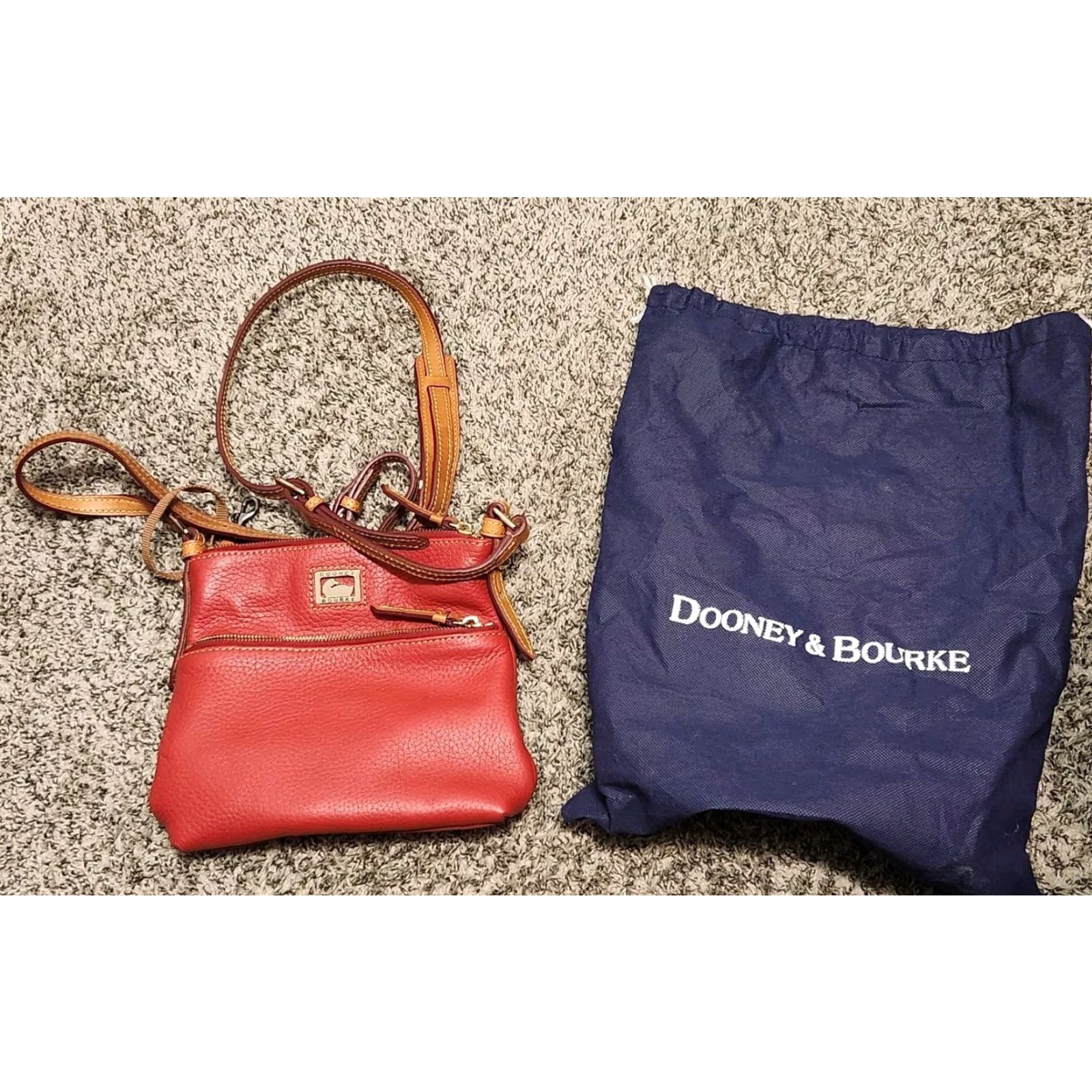 Dooney & Bourke Dooney & Bourke Crossbody Bag Cranberry Red Leather Pebbled Small Women 8in 9in Zip Handbag Size ONE SIZE - 2 Thumbnail