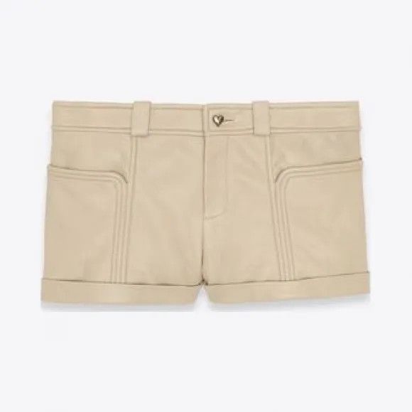 Saint Laurent Paris o1tp1o0125 Shorts In Lambskin in Beige Size 28" / US 6 / IT 42 - 1 Preview