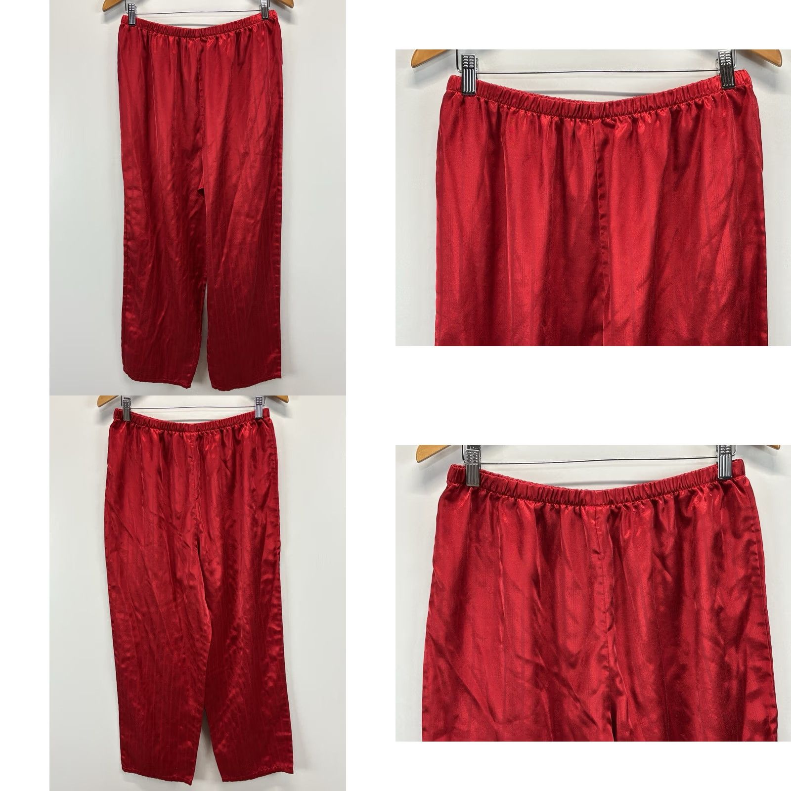 Vintage VINTAGE Classic Elements Satin Pajamas Red Damask 2 Pc Lounge Women’s L Red Stripe Damask Lounge Womens L Satin Pajamas Size ONE SIZE - 8 Thumbnail
