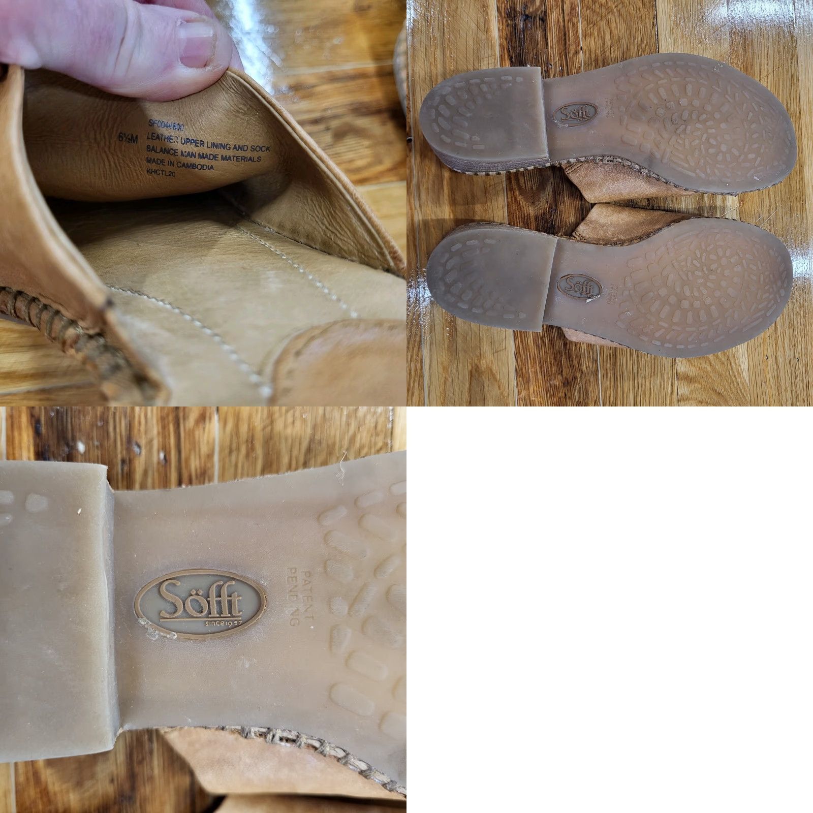 Vintage Sofft Nalanie Sandals Womens Size 6.5M Slides Leather Khaki Upper Tan Lining Leather Insole Casual Size US 7 / IT 37 - 8 Thumbnail
