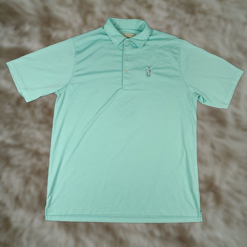 Vintage Donald Ross Polo Shirt Mens Size Large Turquoise Striped Golf Short Sleeve Size US L / EU 52-54 / 3 - 1 Thumbnail