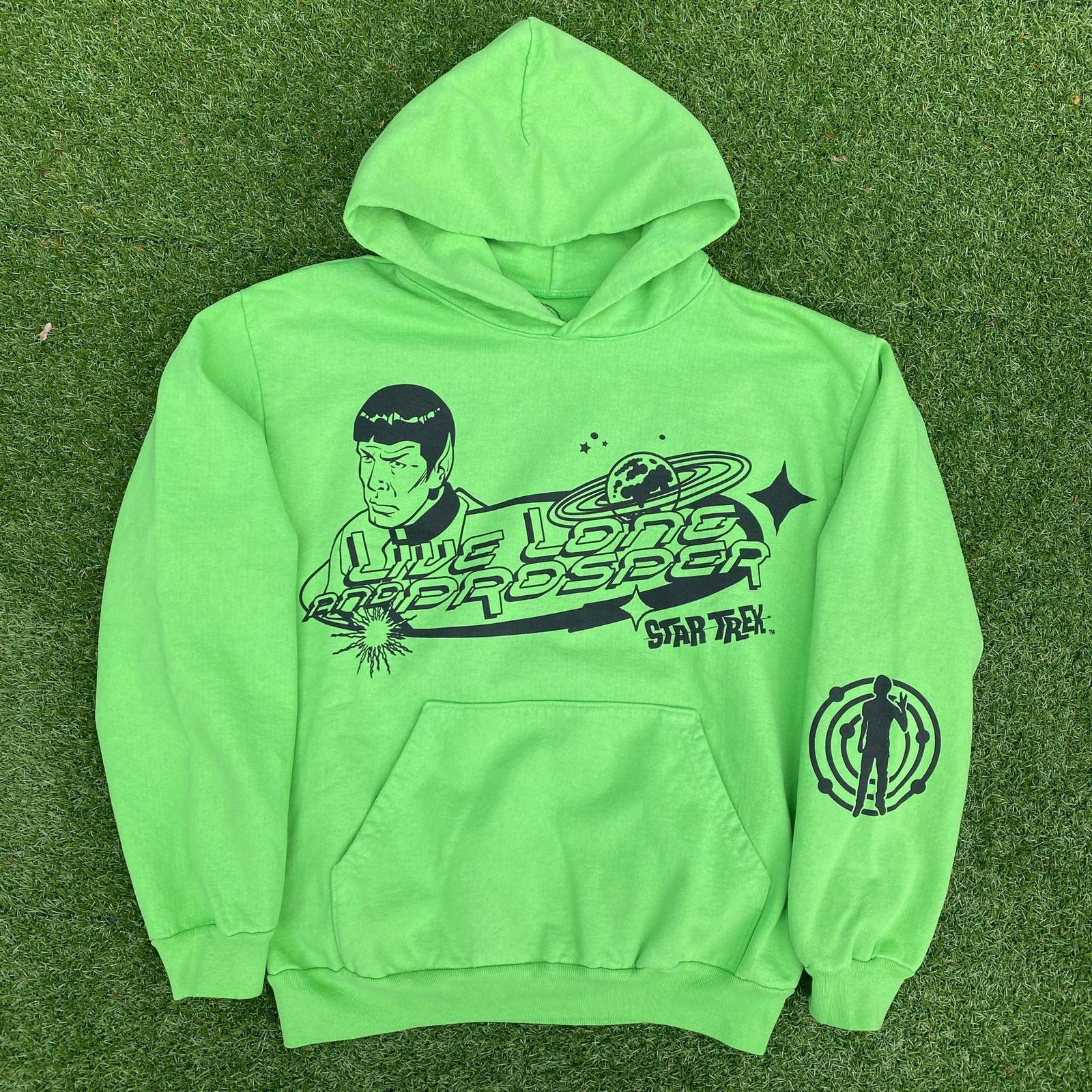 image of Kid Cudi Live Long And Prosper Hoodie in Green (Size Large)