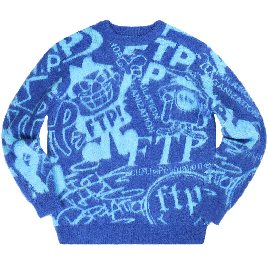 Fuck The Population FTP Archive Mohair Sweater (Royal Blue, L) Size US L / EU 52-54 / 3 - 1 Thumbnail