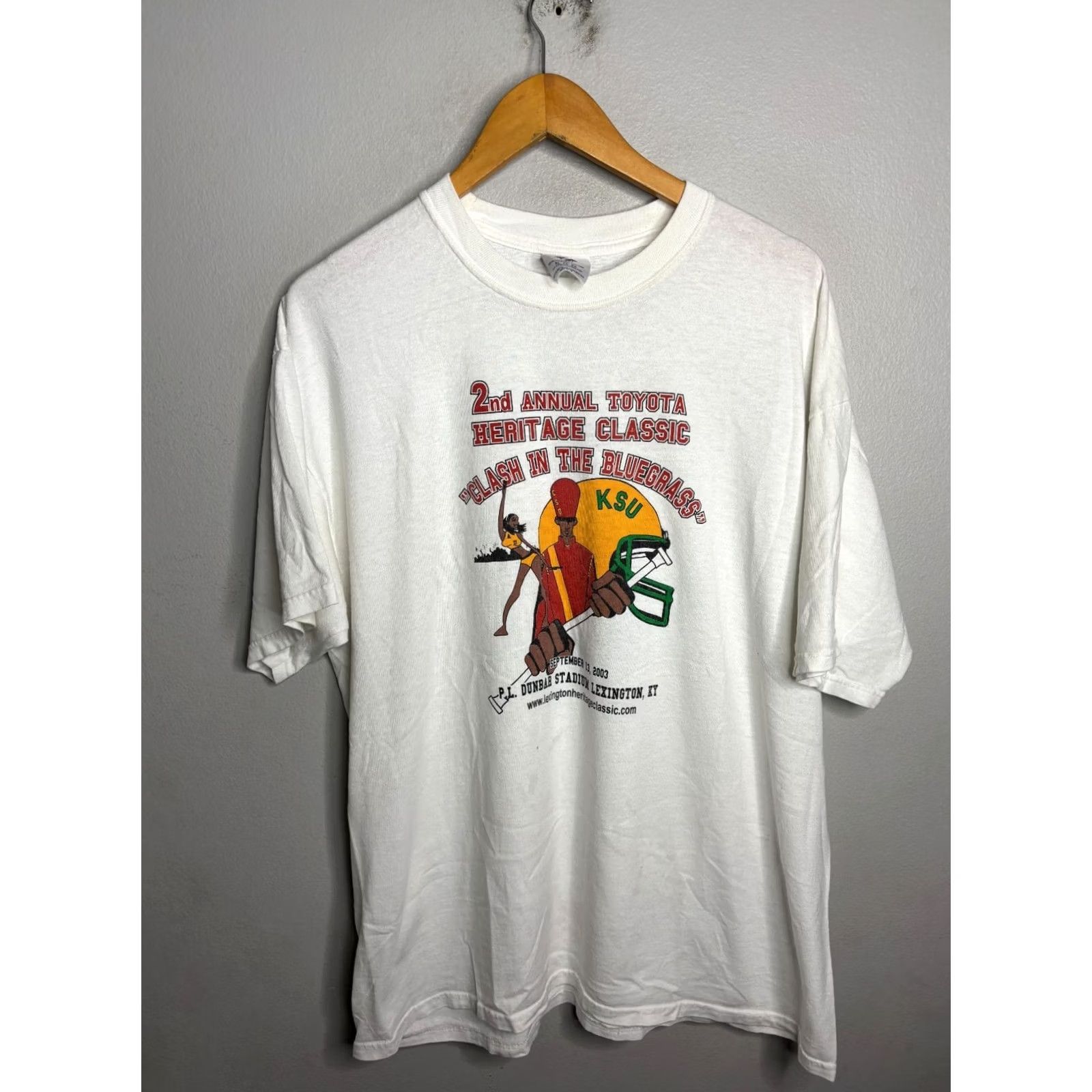 Jerzees VTG KSU THOROBREDS T Shirt Mens XL 2003 Kentucky State University HBCU Jerzees Cotton Kelly Crew Neck Short Sleeve Vintage 8/10 Size US XL / EU 56 / 4 - 2 Thumbnail