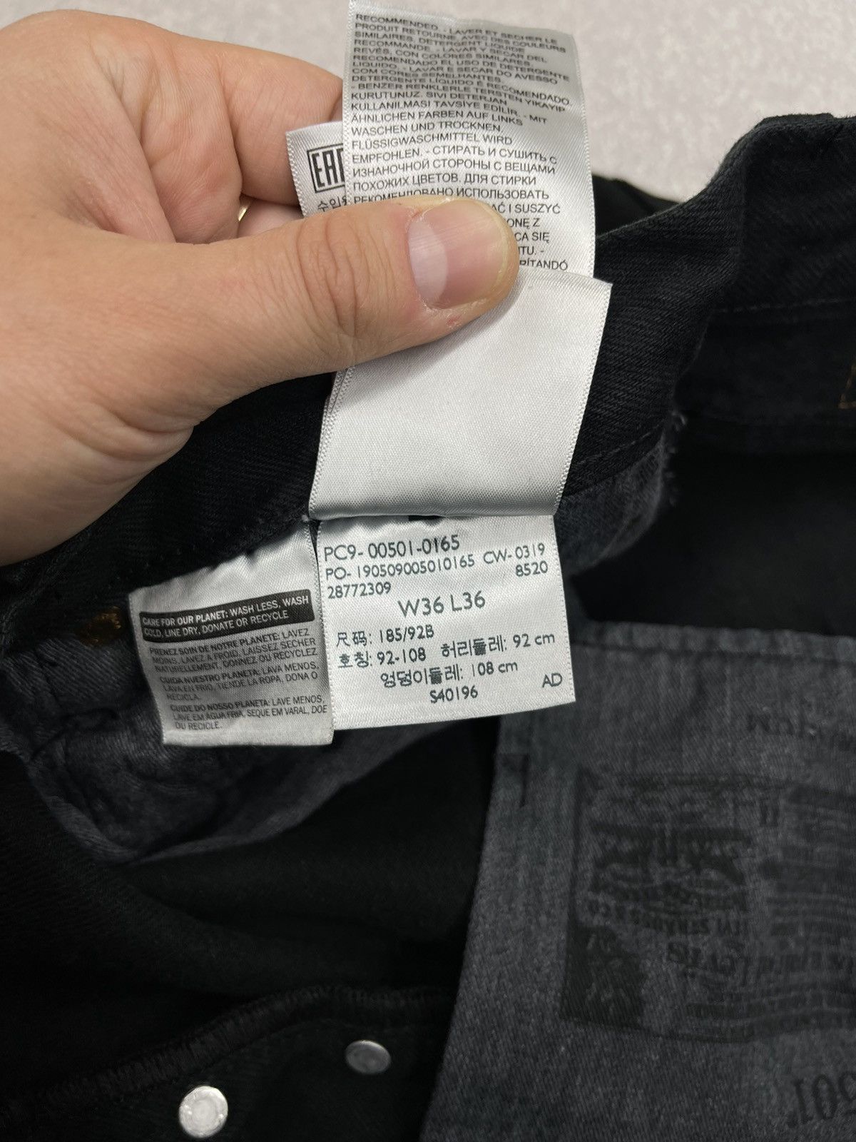 Levi's Mens Levis 501 Premium Black Denim Jeans Size US 36 / EU 52 - 10 Thumbnail