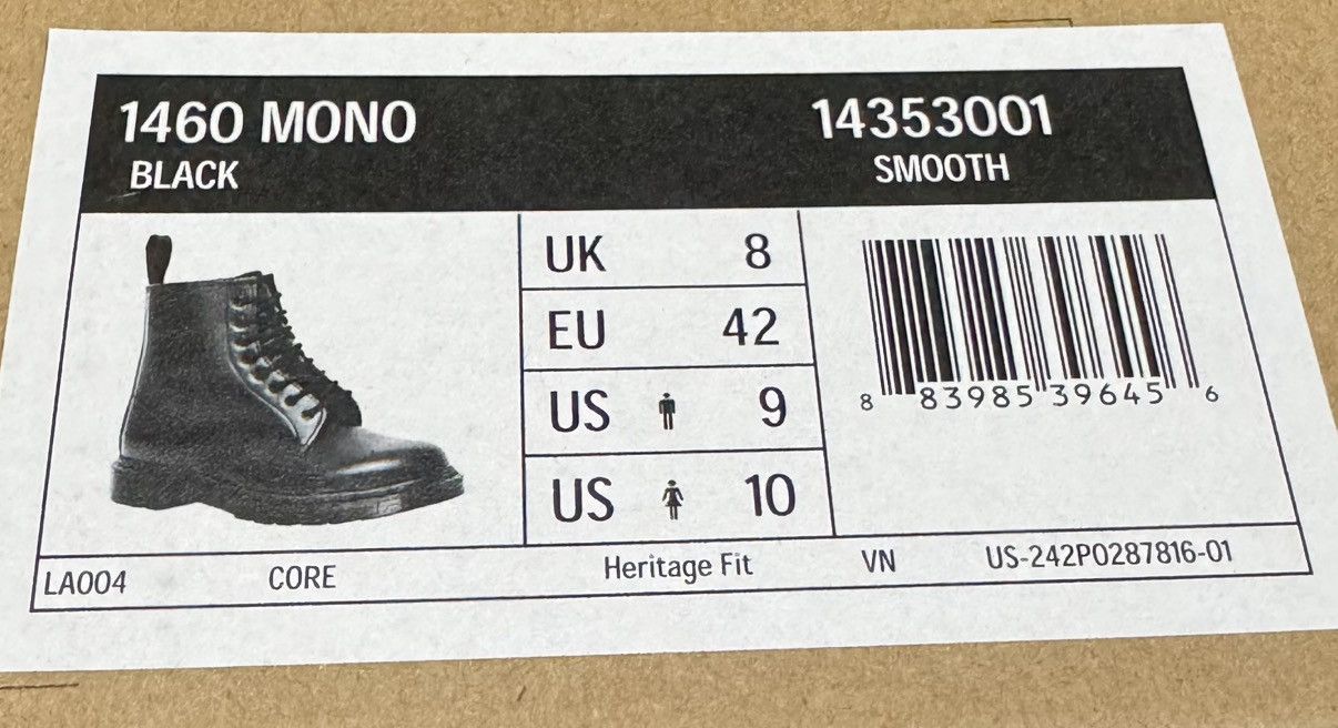 Dr. Martens DR. MARTENS 1460 MONO BOOT Size US 9 / EU 42 - 4 Thumbnail