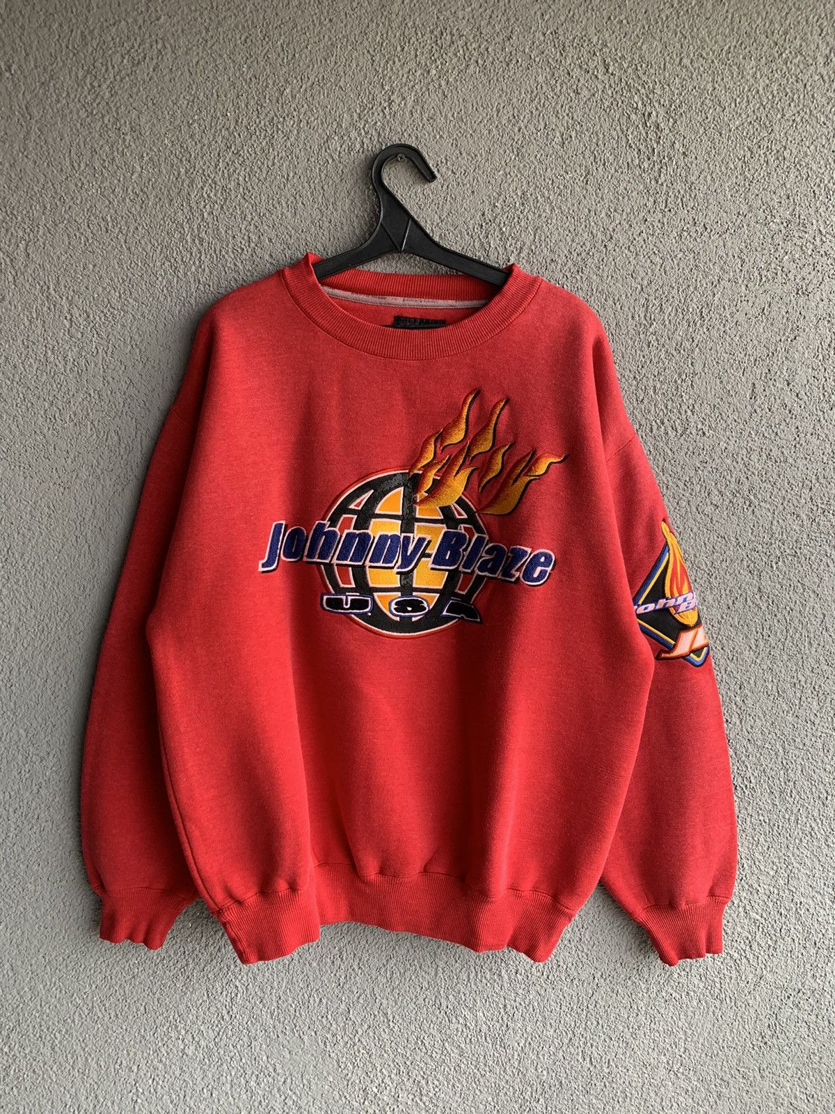 image of Fubu x Wutang Johnny Blaze Vintage Sweatshirt Rap Scate in Red, Men's (Size Large)