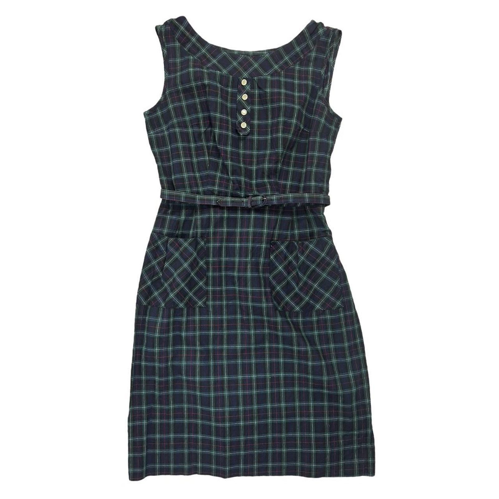 Vintage 50s vintage dress plaid by county fair navy green Size M / US 6-8 / IT 42-44 - 1 Thumbnail