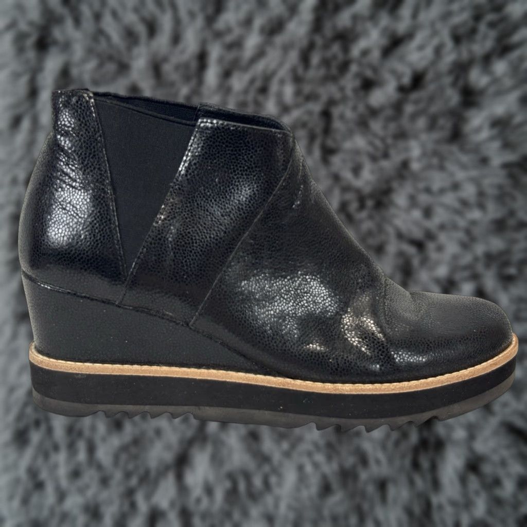 Eileen Fisher EILEEN FISHER Black Leather Wedge Booties Size 10 Womens Minimalist Size US 10 / IT 40 - 1 Thumbnail