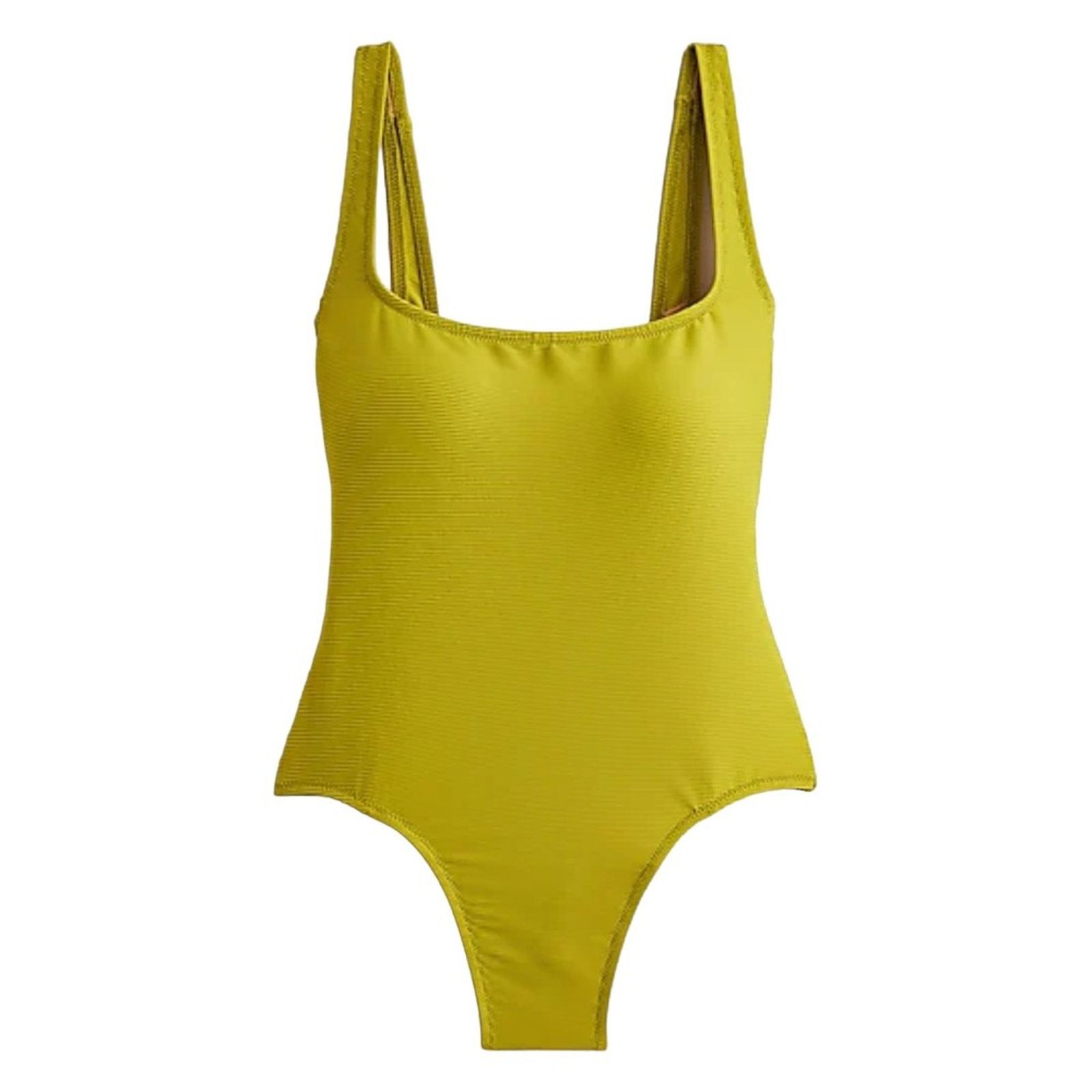 J.Crew J.Crew Salermo OliveRibbed Squareneck One-piece, US0 Size ONE SIZE - 1 Thumbnail