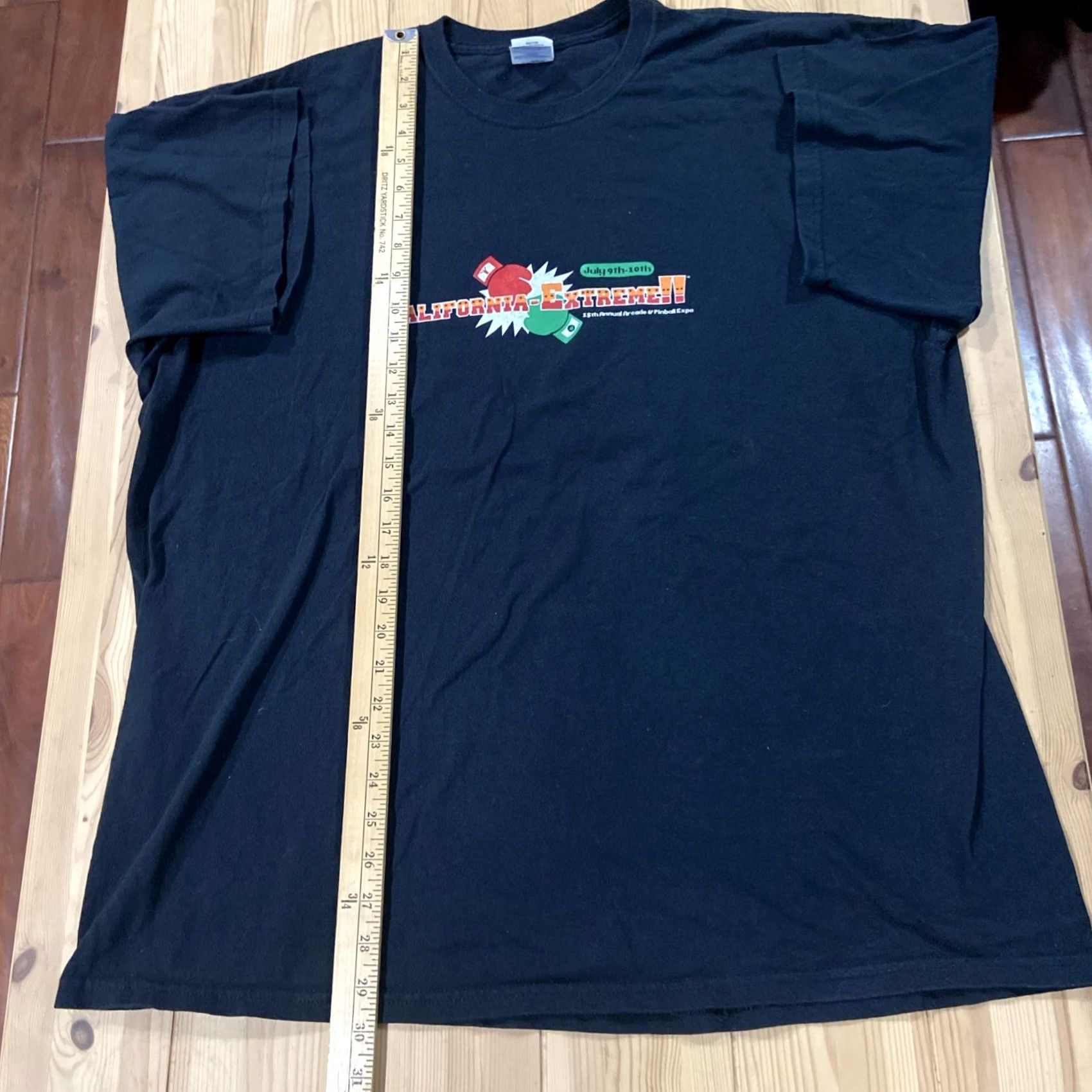 Gildan 2011 California Extreme Arcade and Pinball Show T-Shirt Men 2XL Black Gildan Short Sleeve Crew Neck Cotton Graphic Print Pinball and Video Theme Mens Size US XXL / EU 58 / 5 - 4 Thumbnail