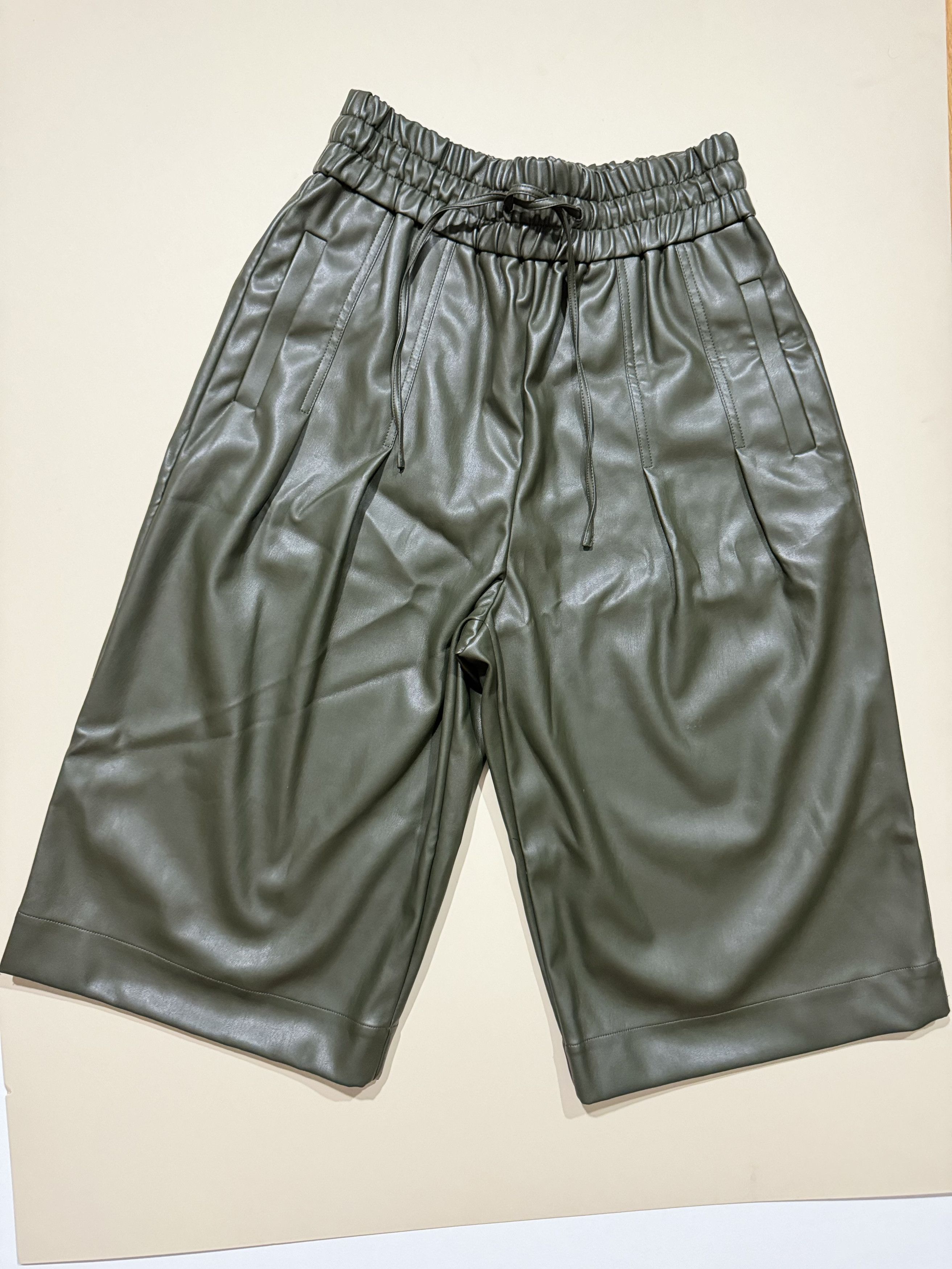 image of 3 1 Phillip Lim Vegan Leather Shorts - Olive Green - Size 2, Women's