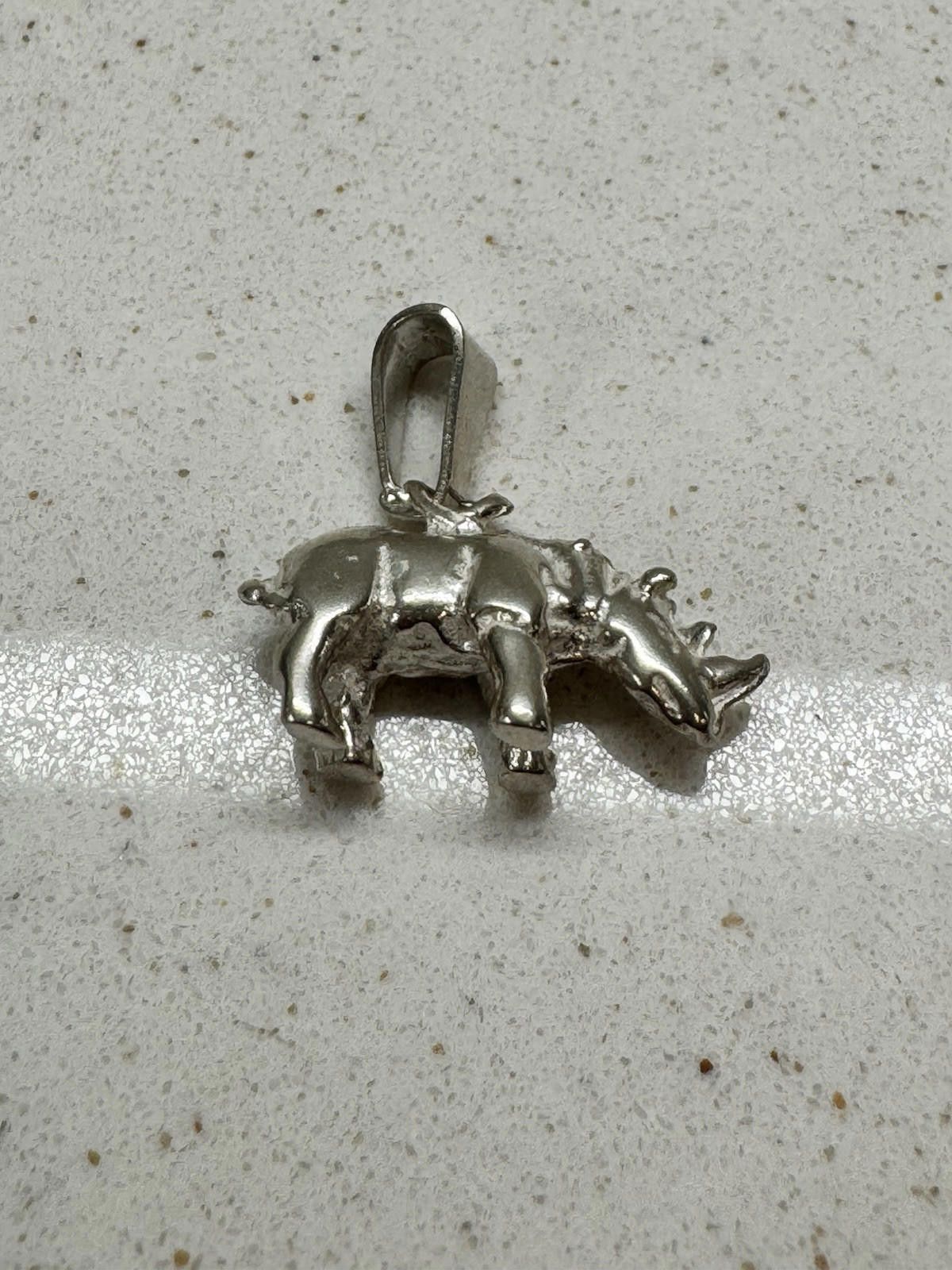 Designer .925 Sterling Silver 3-D RHINOCEROS CHARM Rhino Africa .925 Size ONE SIZE - 4 Thumbnail