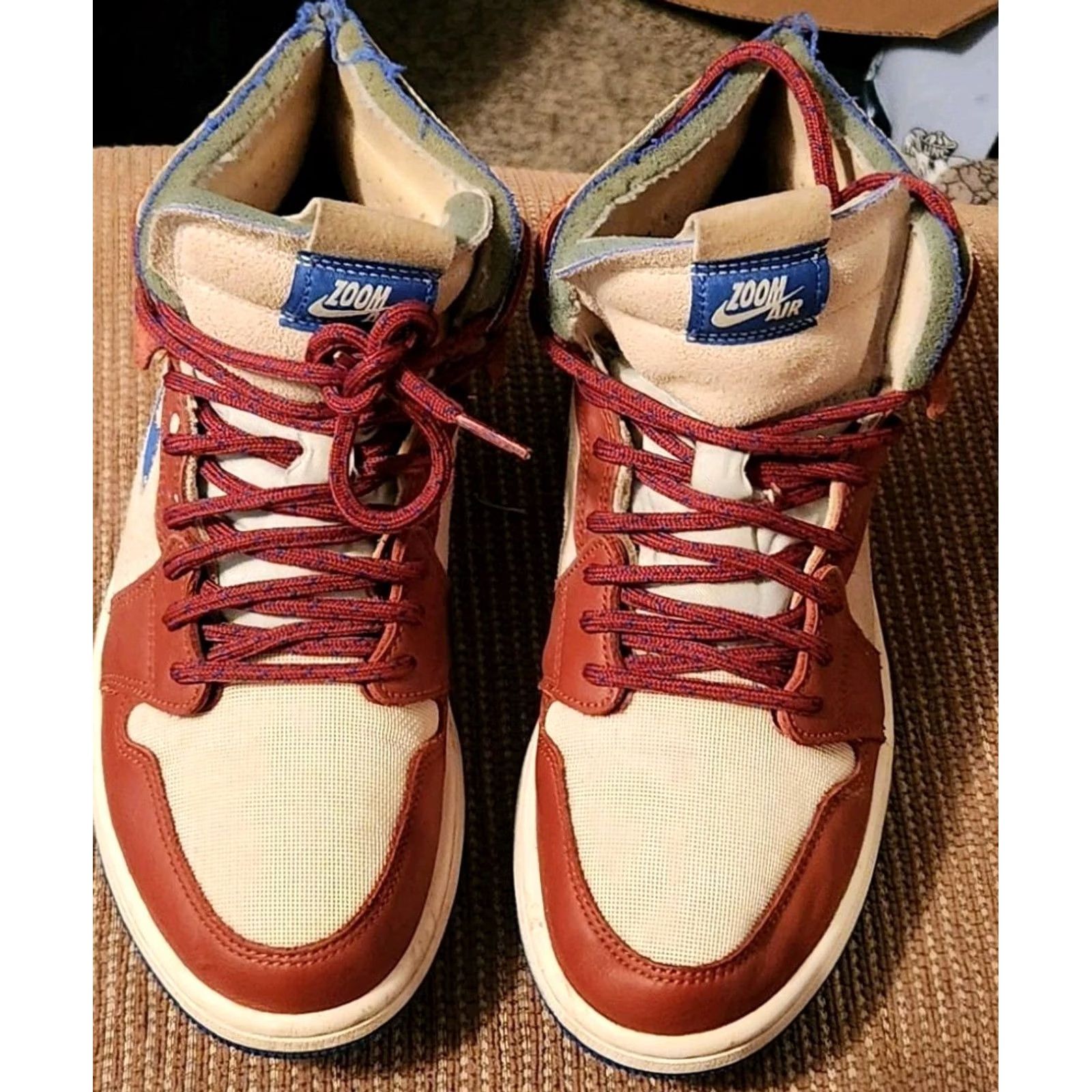 Jordan Brand Nike Air Jordan 1 Zoom Air CMFT Royal Redstone Womens 7 Sneaker High Top Leather Cushioned 2021 Basketball Mens Womens Girls Size US 7 / IT 37 - 3 Thumbnail