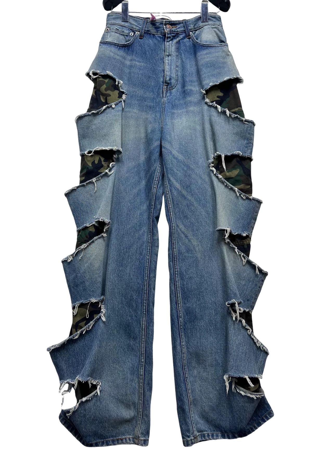 Balenciaga Balenciaga Slashed Camo Jeans XXS Size 25" / US 0 / IT 36 - 1 Thumbnail