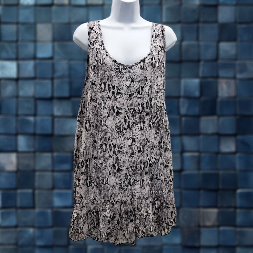 Vintage Chelsea28 Women's Snakeskin Tunic Dress Ruffle Hem Knee Length L NEW Size L / US 10 / IT 46 - 1 Thumbnail