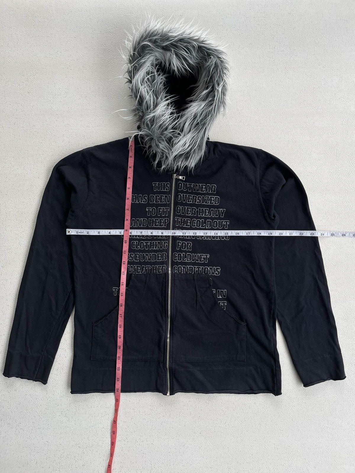 Hysteric Glamour Y2K C.P.Y Company Distressed Hoodie Fur Hood Poem Embroidery Size US M / EU 48-50 / 2 - 2 Thumbnail