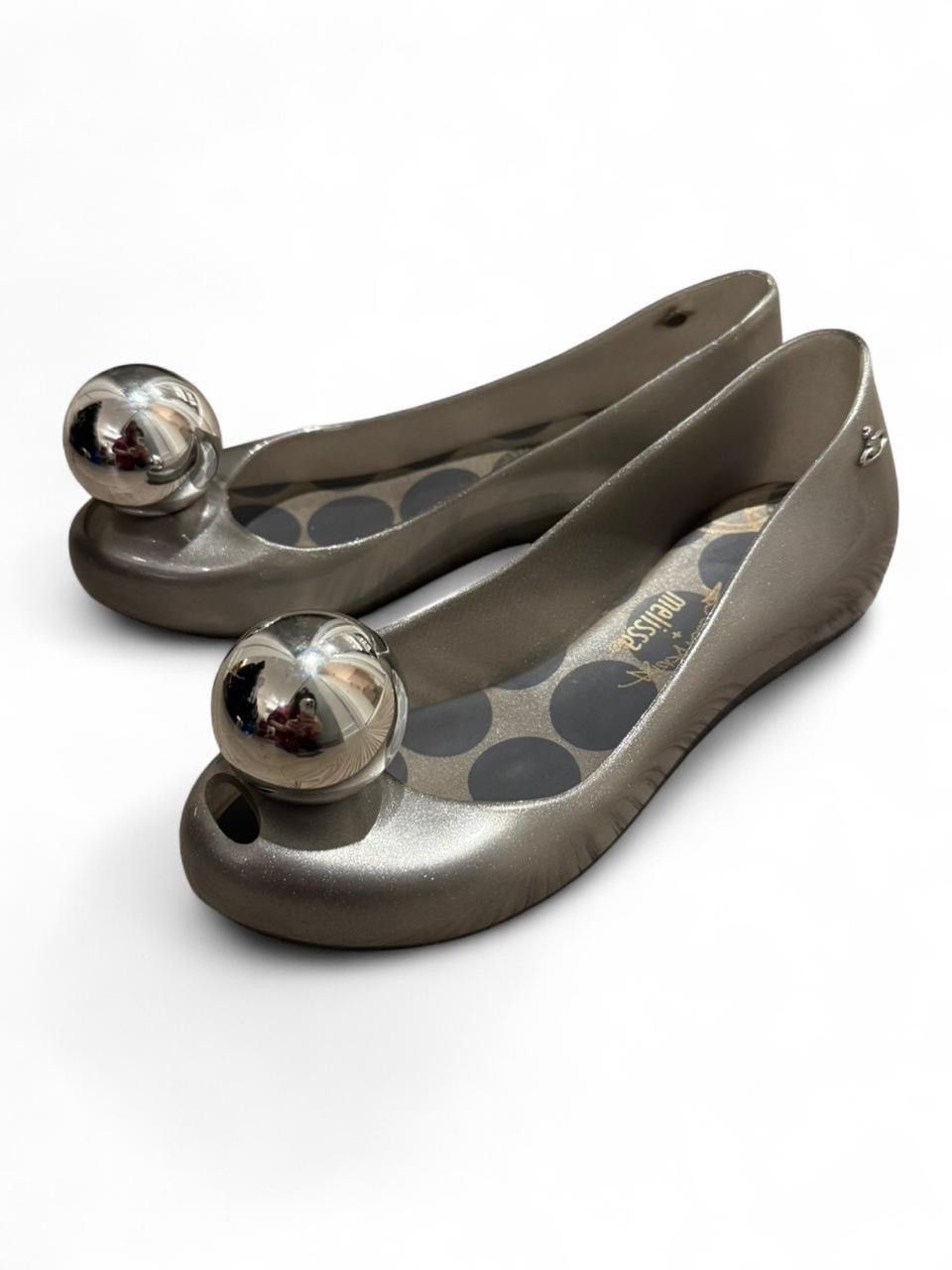 Melissa × Vivienne Westwood Super Rare Vivienne Westwood Melissa Silver Ballet Flats Size US 5.5 / IT 35.5 - 2 Thumbnail