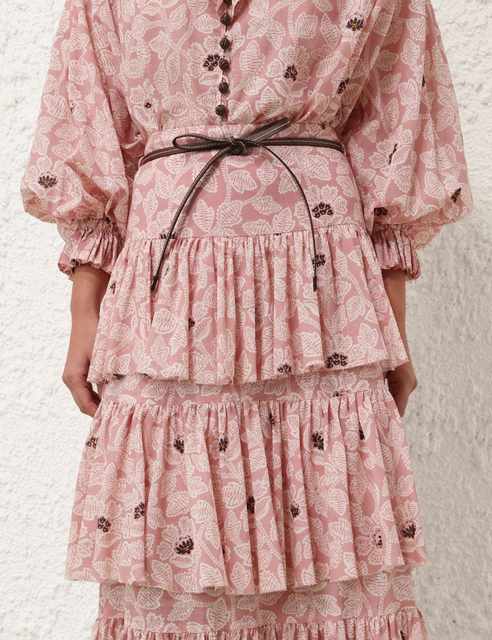 Zimmermann oc11z0525 Ottie Tiered Midi Skirt in Multicolor Size 26" / US 2 / IT 38 - 5 Thumbnail