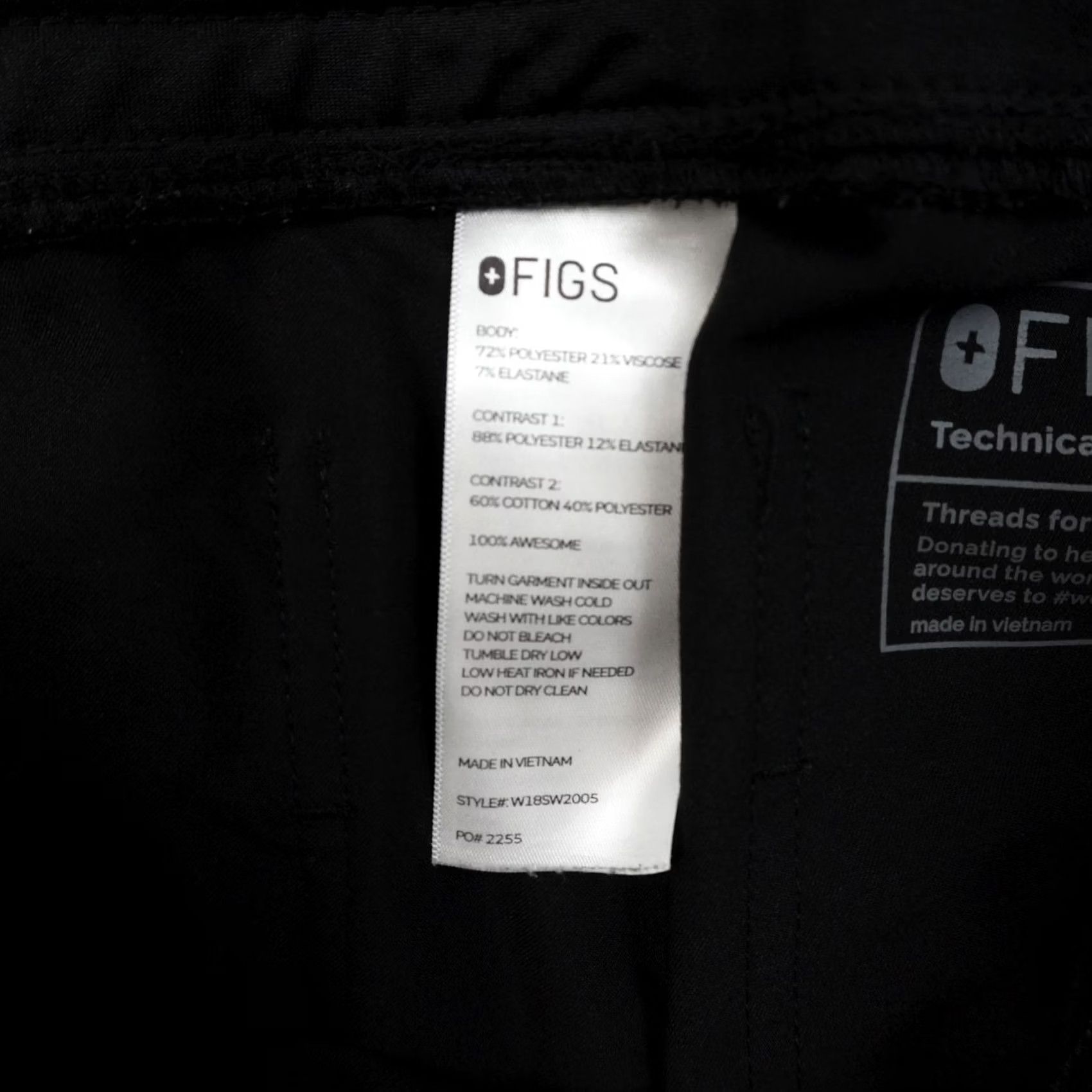 Vintage Figs Technical Collection Womens Medium 30x29 Black Elastic Waist Scrubs Size 32" / US 10 / IT 46 - 4 Thumbnail
